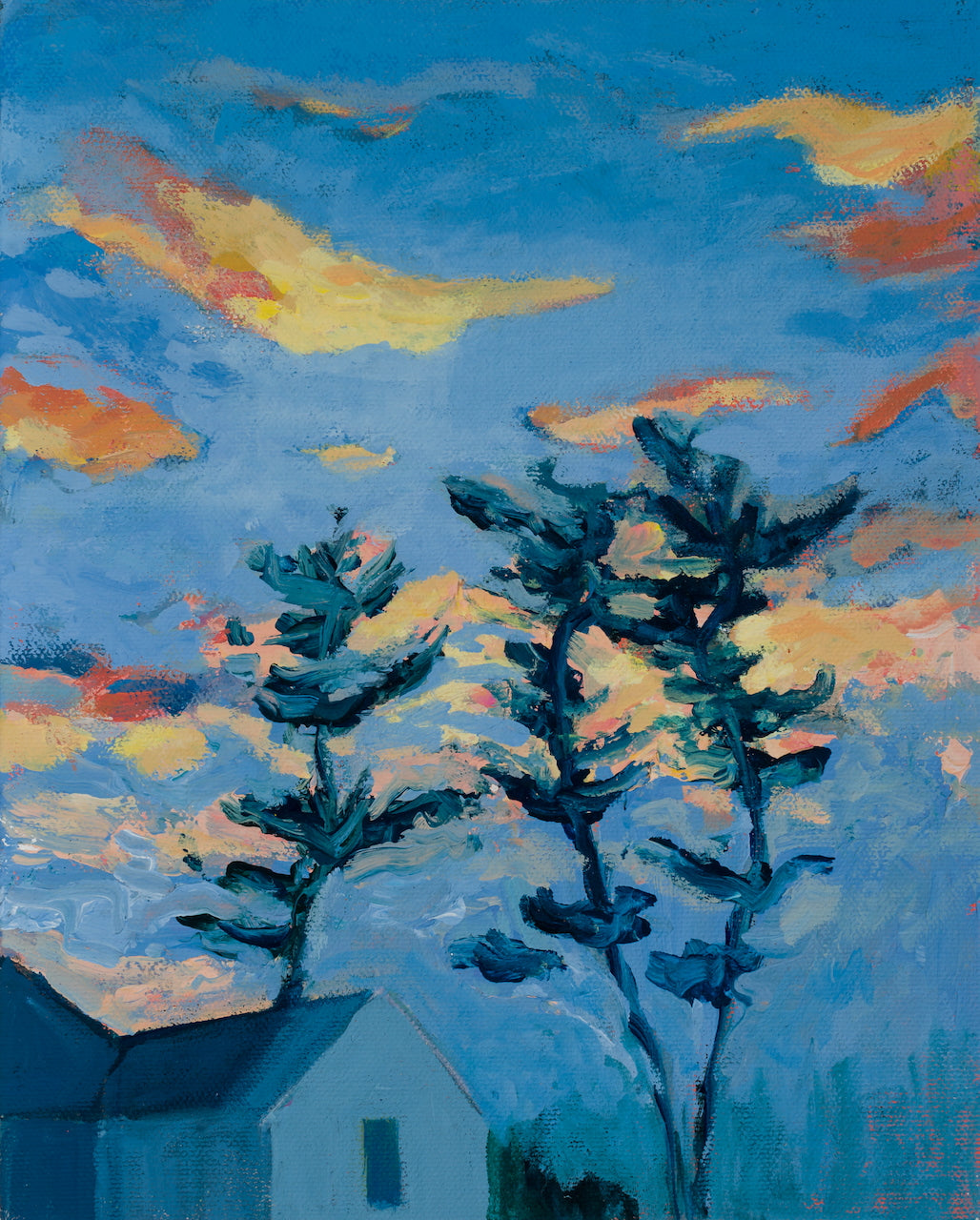 Pia De Girolamo White Pines at Sunset Painting - Handmade Canvas Artwork for Home & Office Decor - Perfect for Living Room, Bedroom Wall Decor