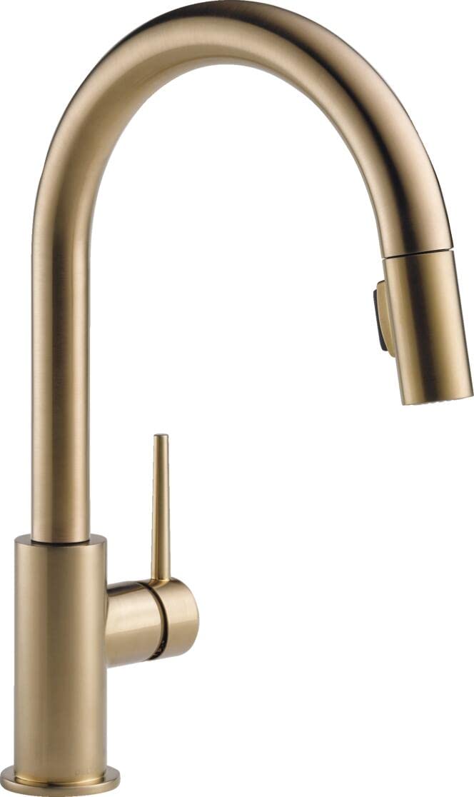 Delta Trinsic Gold Kitchen Faucet with Pull Down Sprayer - Magnetic Docking Spray Head, Champagne Bronze 9159-CZ-DST - Perfect for Modern Kitchens & Food Prep Areas