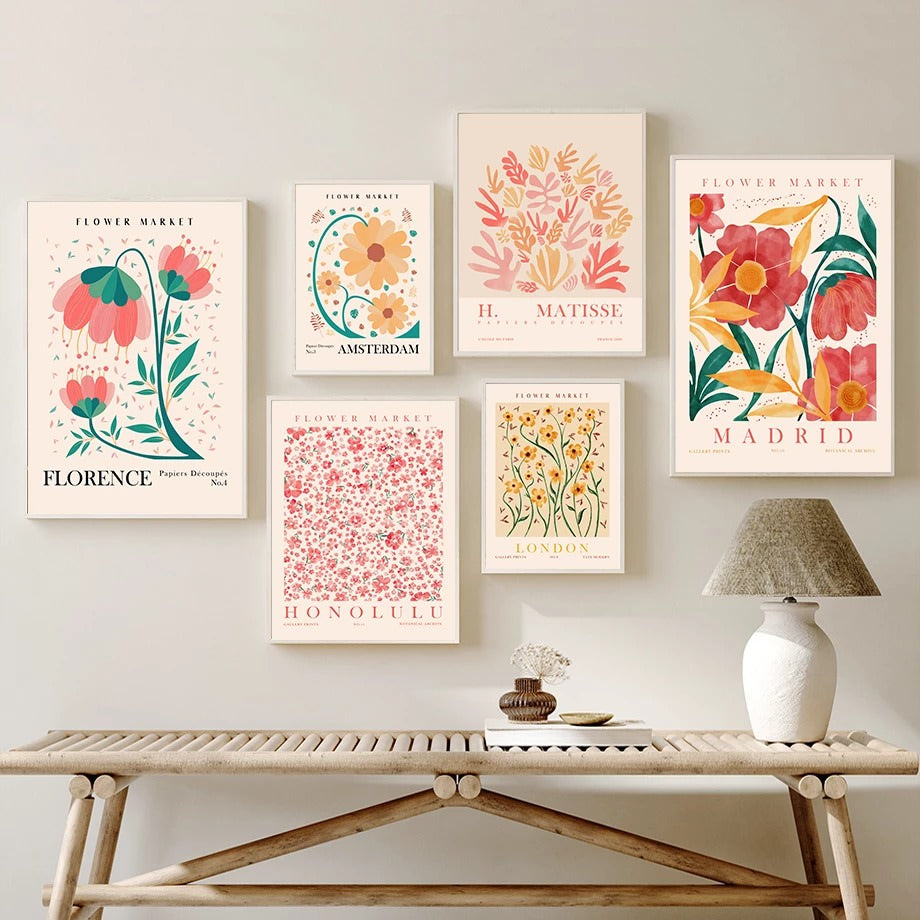 Vibrant Flower Art Canvas Posters - Modern Wall Decor for Living Room, Bedroom & Office - Perfect for Home & Office Decoration