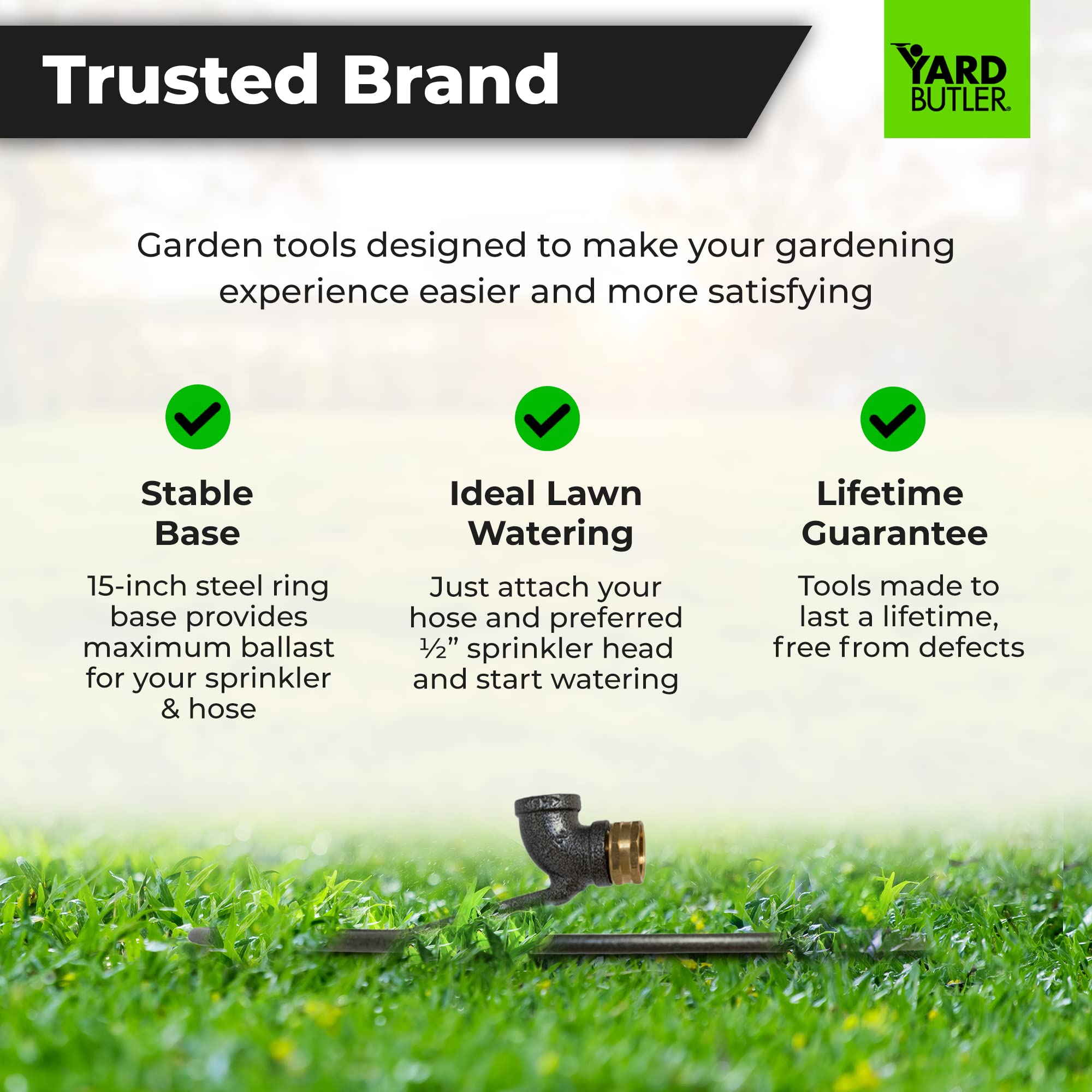 Yard Butler Ring Base Sprinkler Stand - Heavy Duty Gardening Supplies for Lawn Care - Sturdy Sprinkler Stand for Stability - Even Water Distribution for Lawn & Garden - 1/2