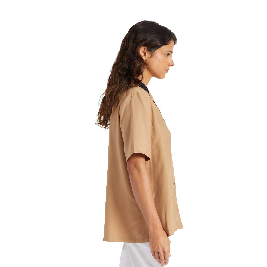 Brixton Women's Bunker Block BF Short Sleeve Woven Shirt - Mojave Print | Casual Summer Top for Beach Outings & Outdoor Adventures