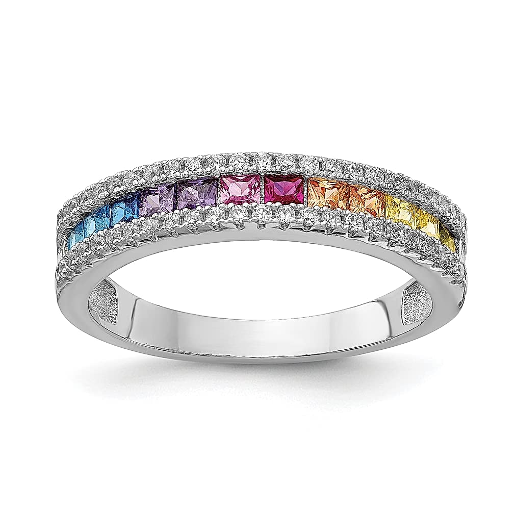 925 Sterling Silver Princess Cut White Cubic Zirconia Channel Set Ring for Women - Elegant Fine Jewelry Gift for Her - Perfect for Engagement, Anniversary, Birthday & Special Occasions