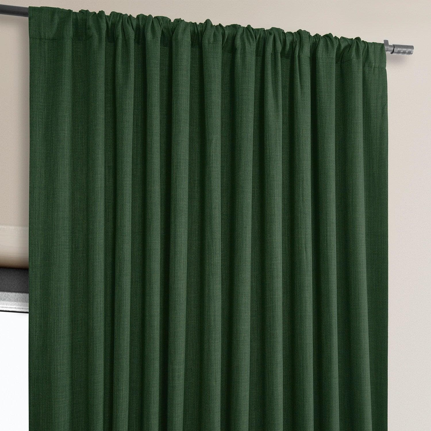 Key Green Extra Wide Textured Faux Linen Blackout Curtains for Bedroom & Living Room - Noise Reducing Thermal Insulated Window Drapes for Home Decor