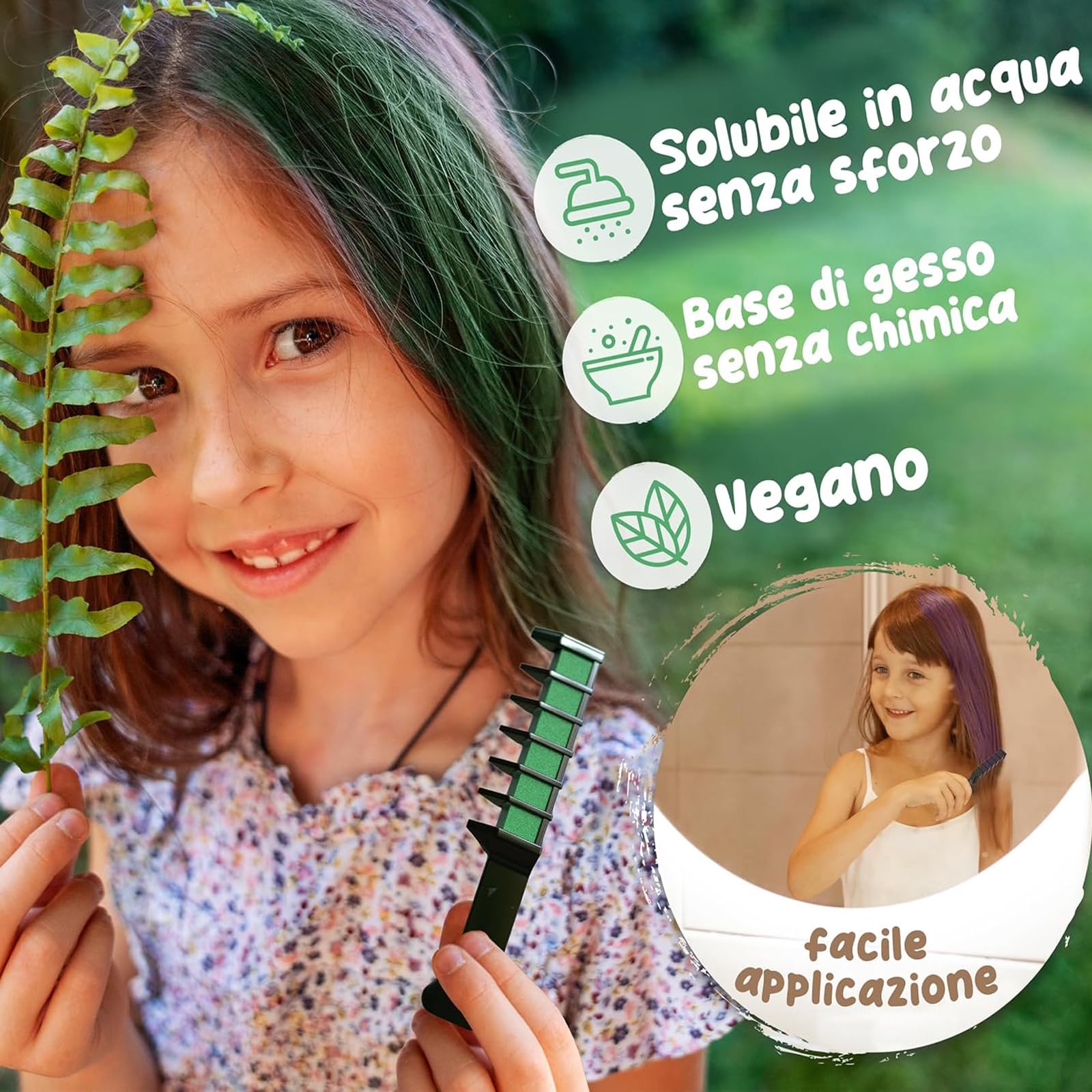Vibrant Hair Chalk Comb - 10 Washable Temporary Hair Colors for Girls, Kids & Teens | Perfect for Parties, Birthdays, DIY Styling, Cosplay & Halloween Costumes | Safe, Non-Toxic & Easy to Apply Hair Dye