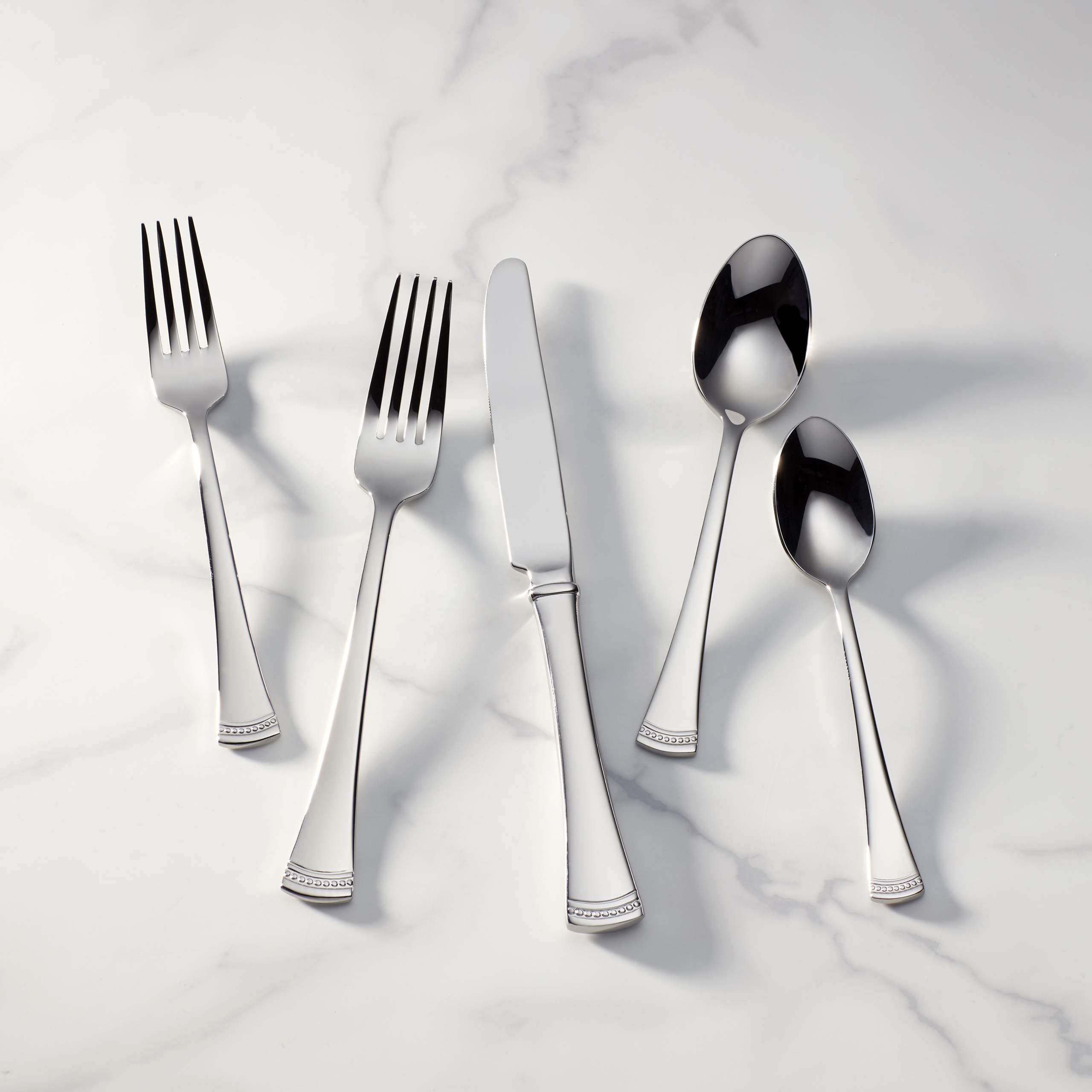 Lenox 815486 Portola 65-Piece Flatware Set - Stainless Steel Cutlery Set for 12, Elegant Dining Utensils for Home, Restaurant & Wedding Use