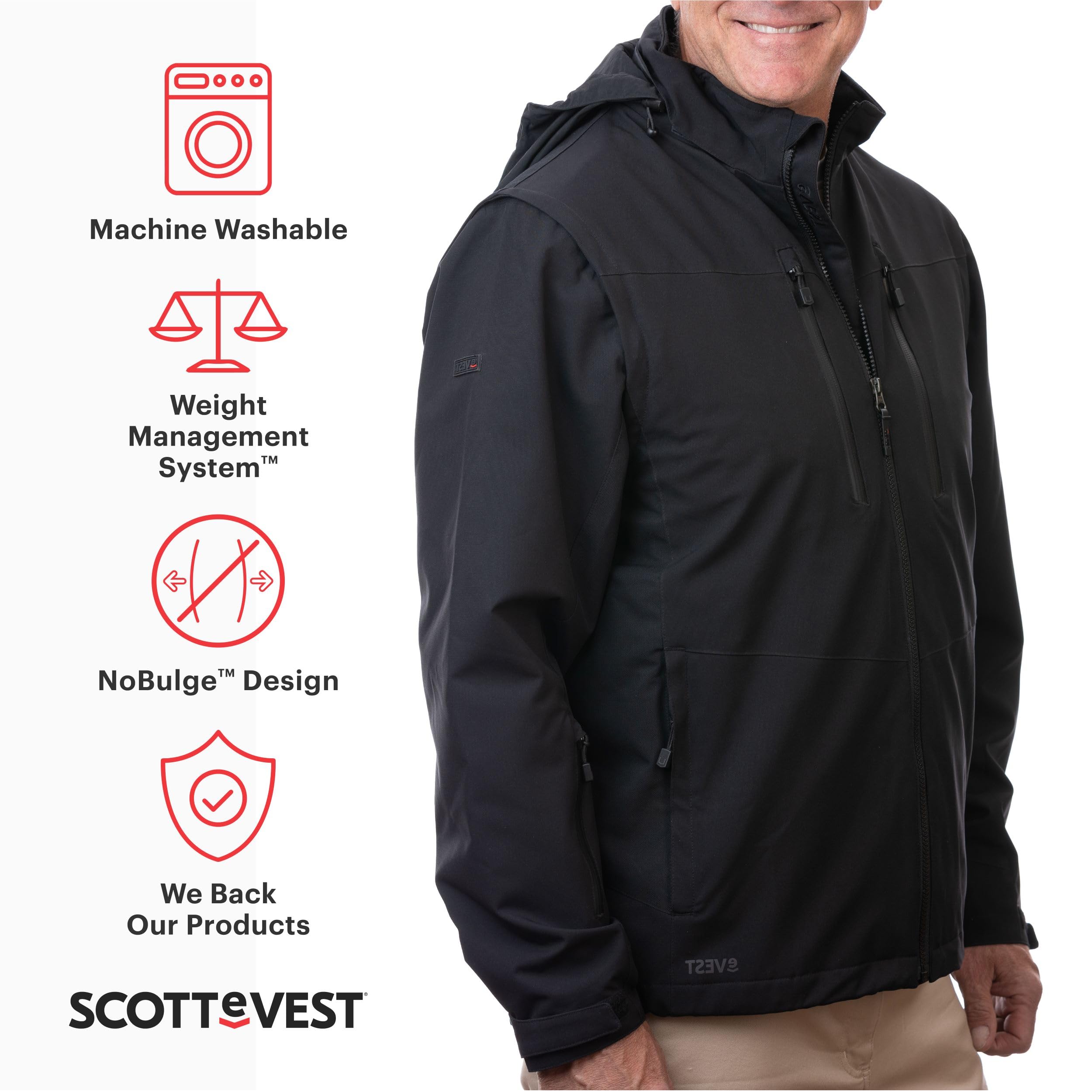 SCOTTeVEST Revolution 2.0 Plus Men's Jacket with 26 Hidden Pockets - Water Repellent & Warm Travel Coat for Outdoor Adventures, Commuting & Everyday Wear