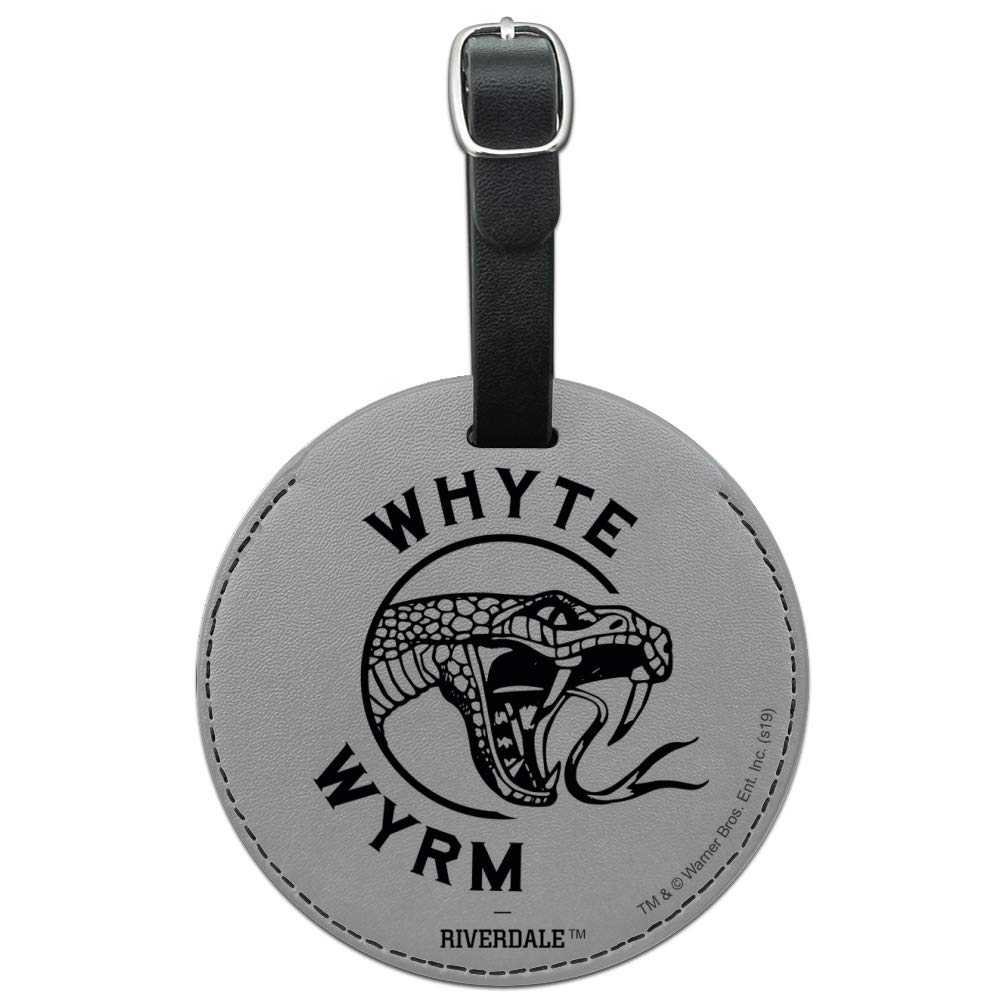 Riverdale The Whyte Wyrm Round Leather Luggage Tag - Vintage Style Carry-On ID Tag for Suitcases, Backpacks & Travel Bags | Perfect for Airports, Business Trips & Vacation Travel