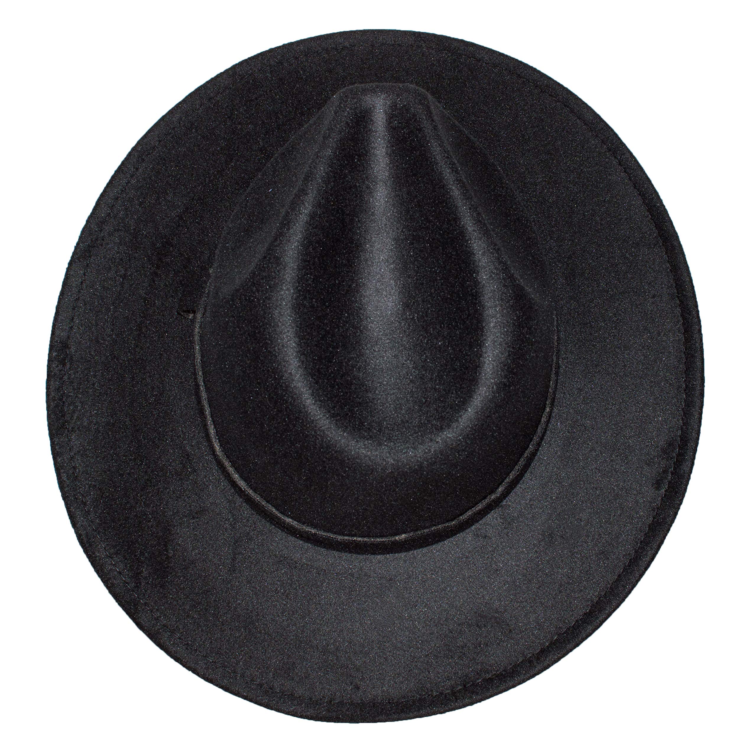 Stylish Large Felt Flat Brim Rancher Panama Hat for Women & Men - Wide Brim Fedora with Matching Hat Band - Perfect for Outdoor, Beach, Country Music Festivals & Summer Fashion