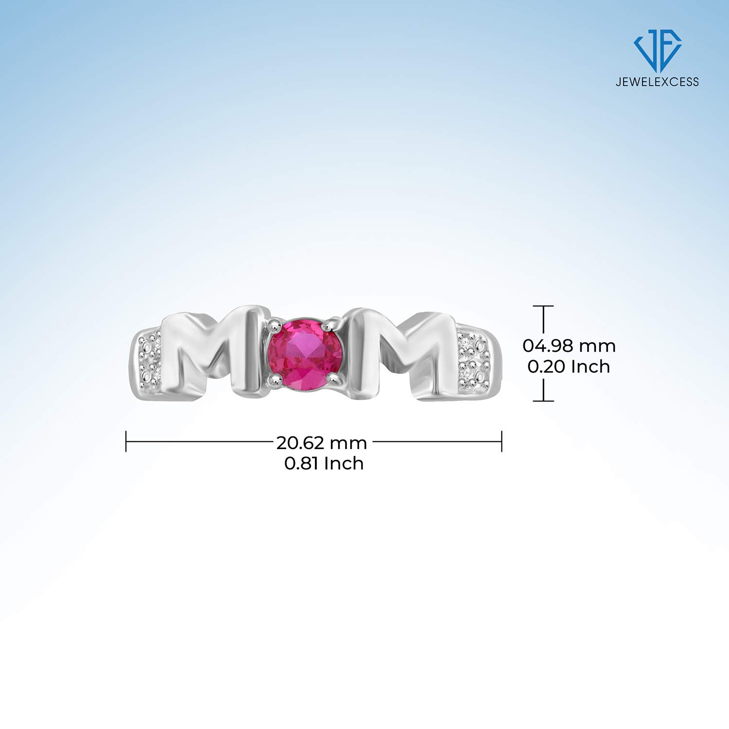 JEWELEXCESS Mothers Birthstone Ring for Women - Sterling Silver or Gold Plated Thoughtful Mom Jewelry with Created White Sapphire & Birthstones | Perfect Gift for Mother's Day, Birthday, Anniversary & Special Occasions