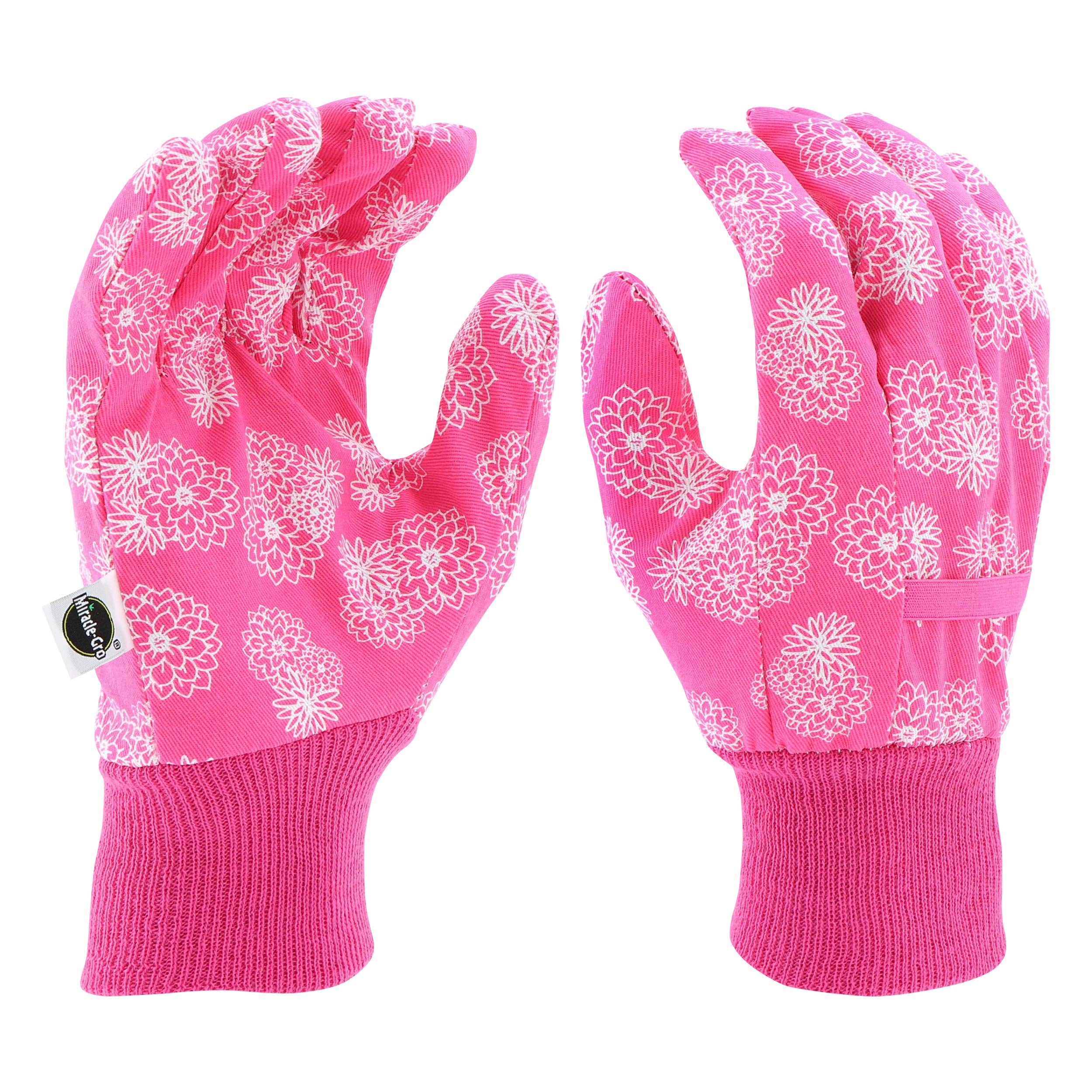 Miracle-Gro Lightweight Canvas Gardening Gloves for Women - Floral Print, Medium-Large Size, Breathable Polycotton Work Gloves with Knit Wrists | Perfect for Planting, Weeding, and Outdoor Yard Work