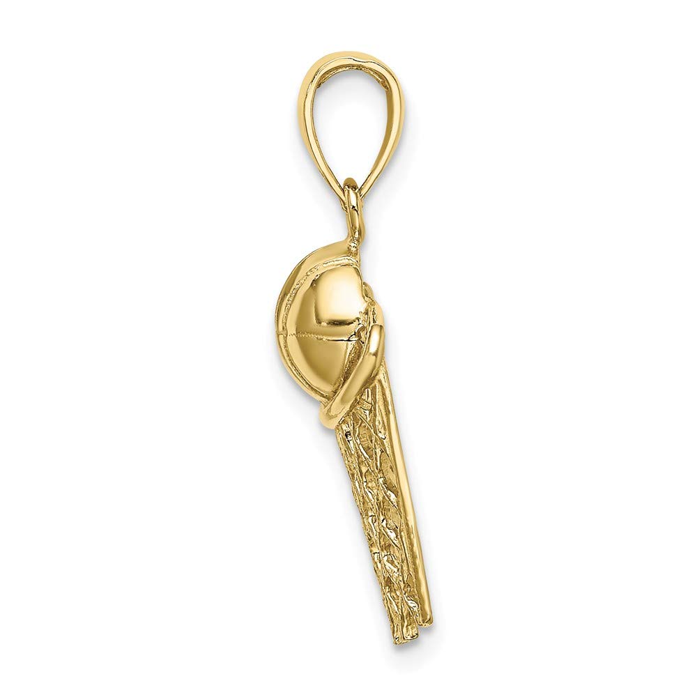 10K Yellow Gold Polished Basketball and Net Charm Pendant Necklace for Men - Sports Jewelry Gift for Basketball Players and Fans - Perfect for Games, Gifting and Everyday Wear