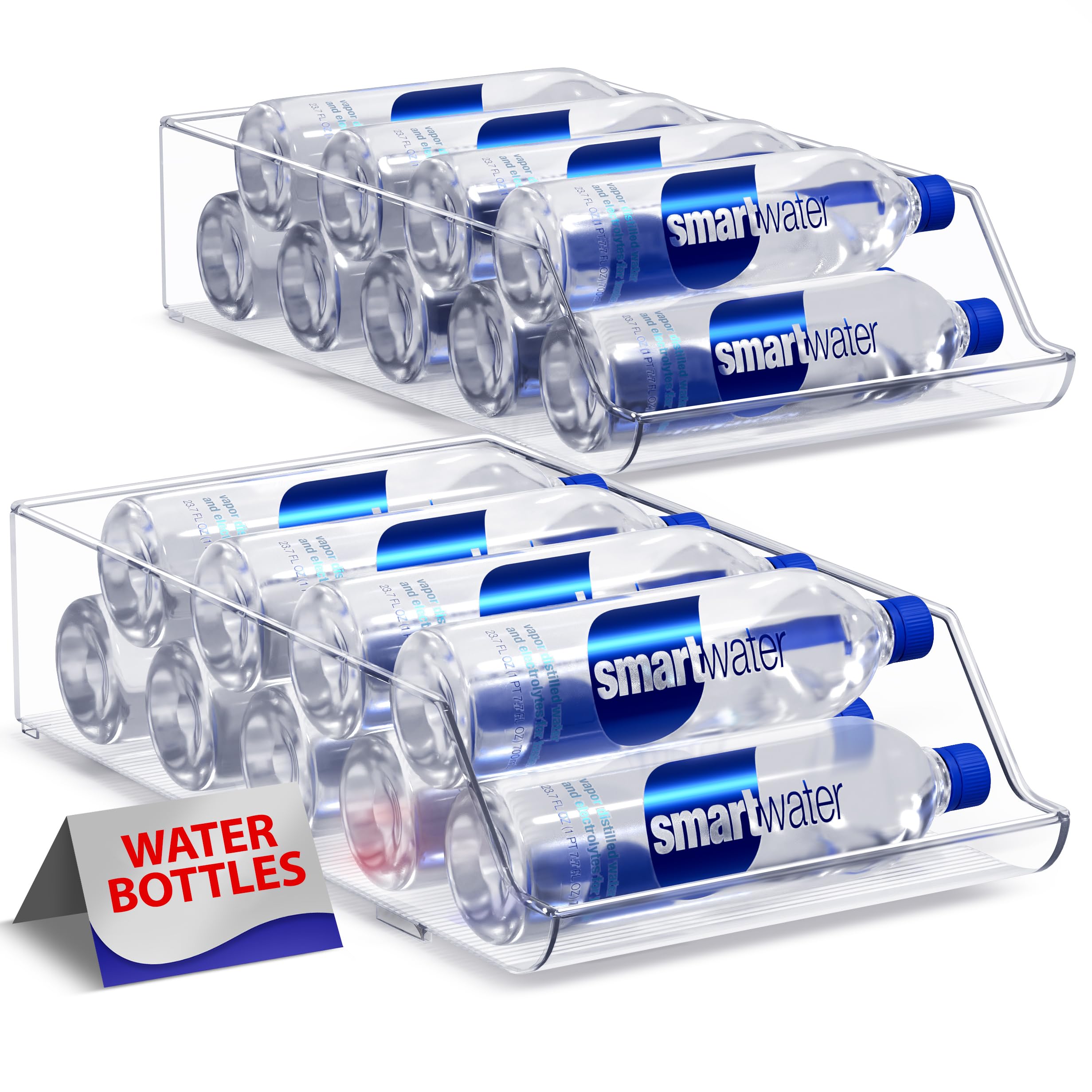 Sorbus Refrigerator Water Bottle Organizer - Space Saving Can & Drink Holder for Fridge, Pantry, Kitchen Storage - Set of 2 - Perfect for Soda, Juice, Beer & Water Bottles Organization