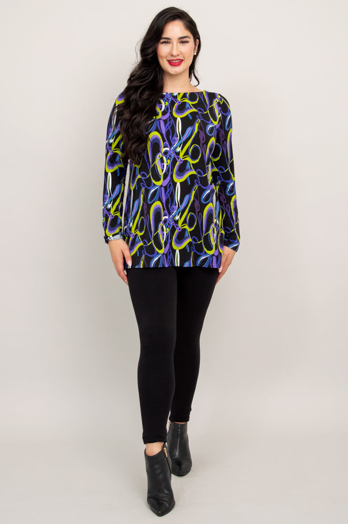 Stylish Cheerful Tunic with Swiggle Print - Soft Bamboo Fabric - Perfect for Summer Outings & Casual Wear