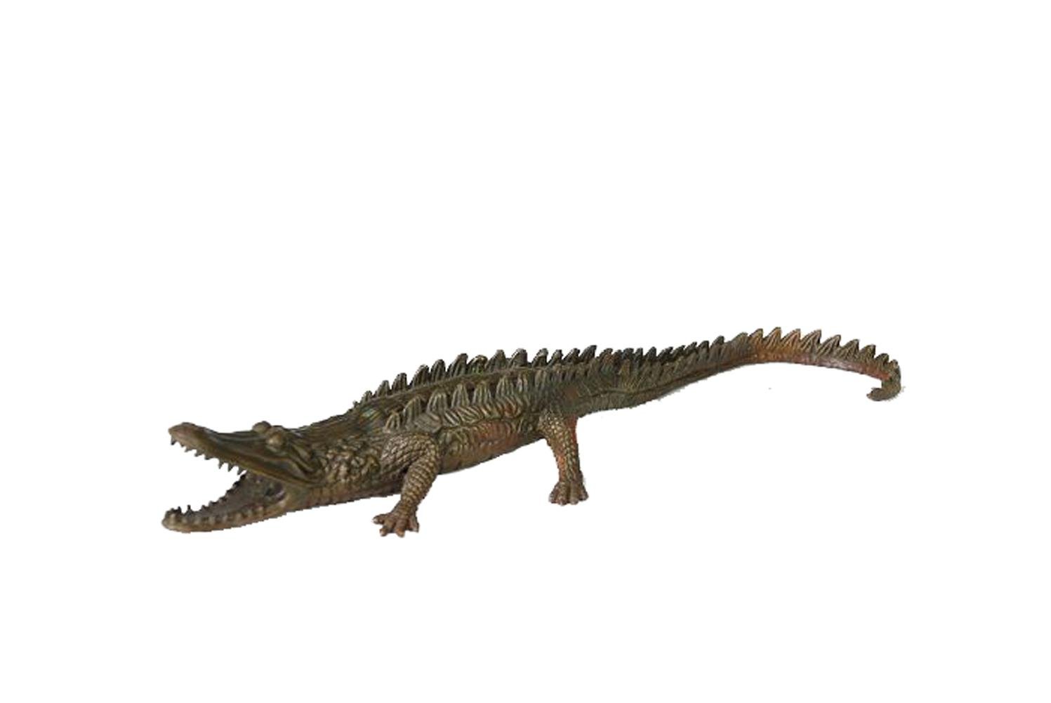 Handmade Bronze Crocodile Statue - Animal Sculpture Metal Artwork for Desk Decor (TPAL-115) | Perfect for Home Office, Living Room & Gift Giving