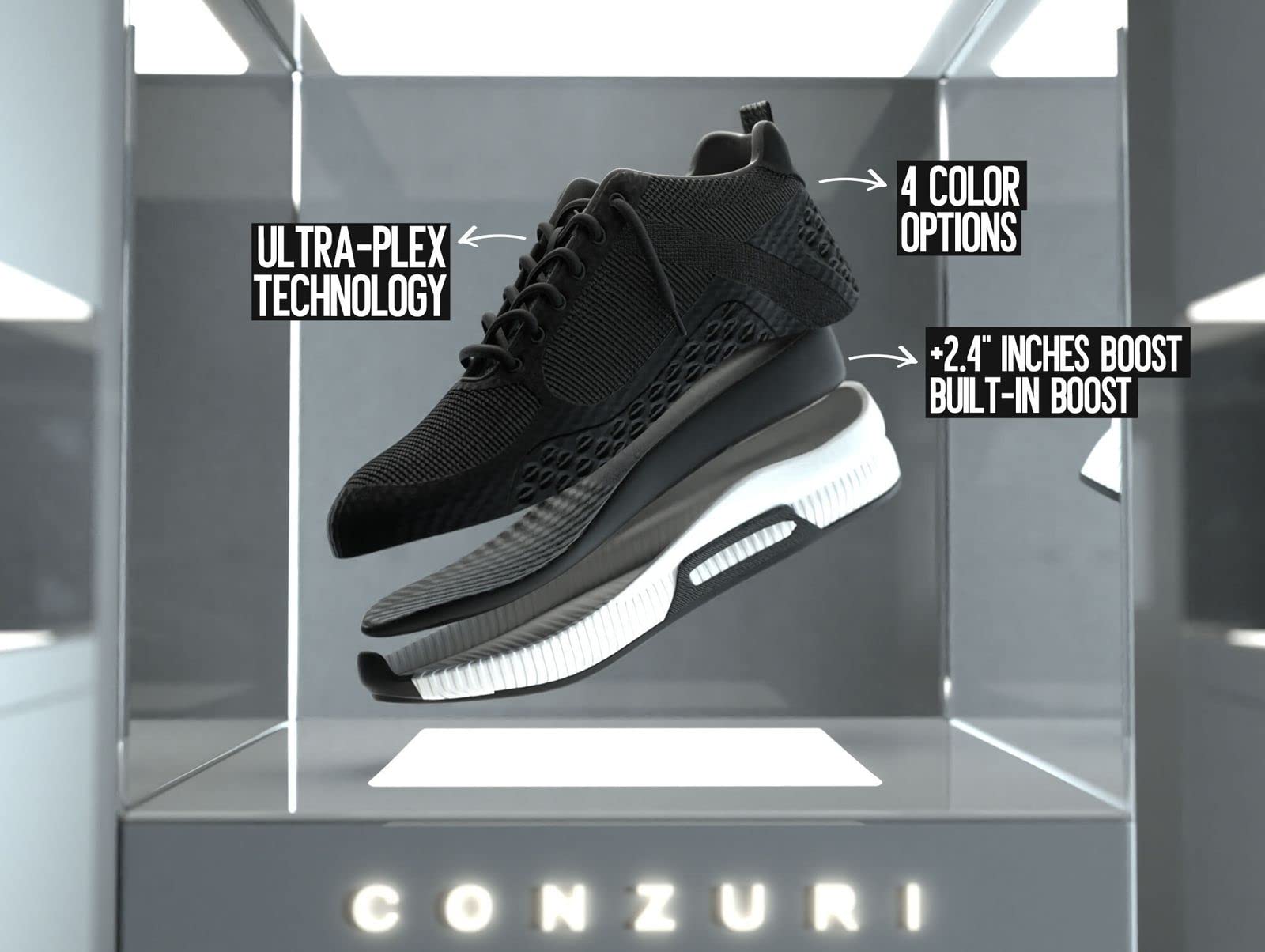 Conzuri Men's Height Increasing Shoes – Stylish Invisible Elevator Shoes Adds 2.4 Inches | Perfect for Work, Dating & Formal Occasions | Comfortable Casual & Professional Dress Shoes