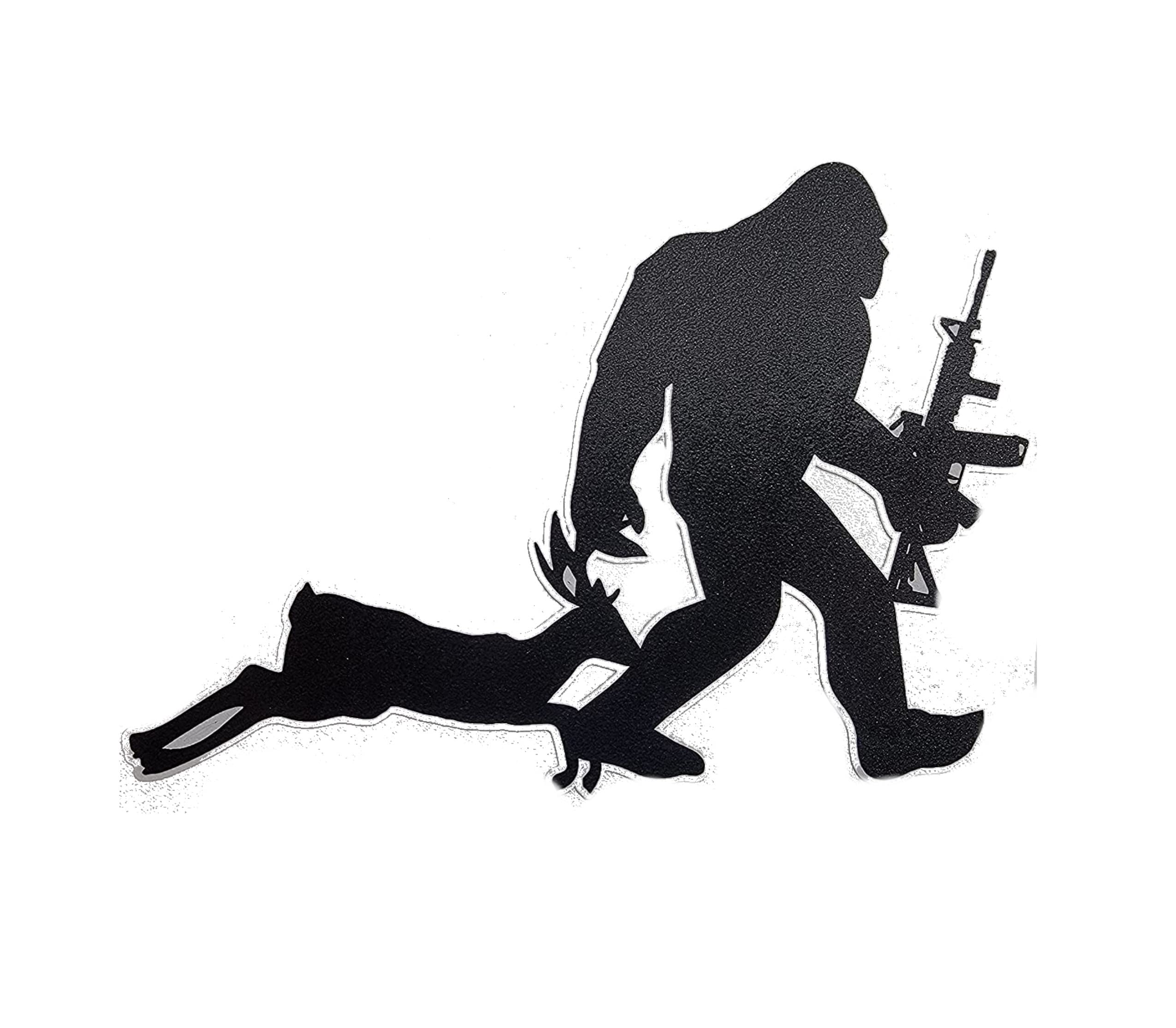 Bigfoot Hunter Decal Vinyl Sticker with Deer Buck & AR-15 M4 Rifle Design - Waterproof Car, Truck, Van, Wall & Laptop Stickers for Hunting Enthusiasts | Perfect for Hunting Gear, Vehicles & Outdoor Decor