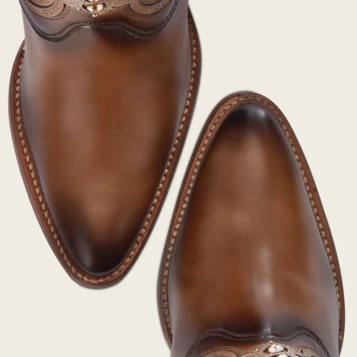 Women's Cuadra Almond Western Cowgirl Ankle Boots - Genuine Cowhide Leather for Comfort & Style - Perfect for Rodeo, Country Dancing & Casual Wear