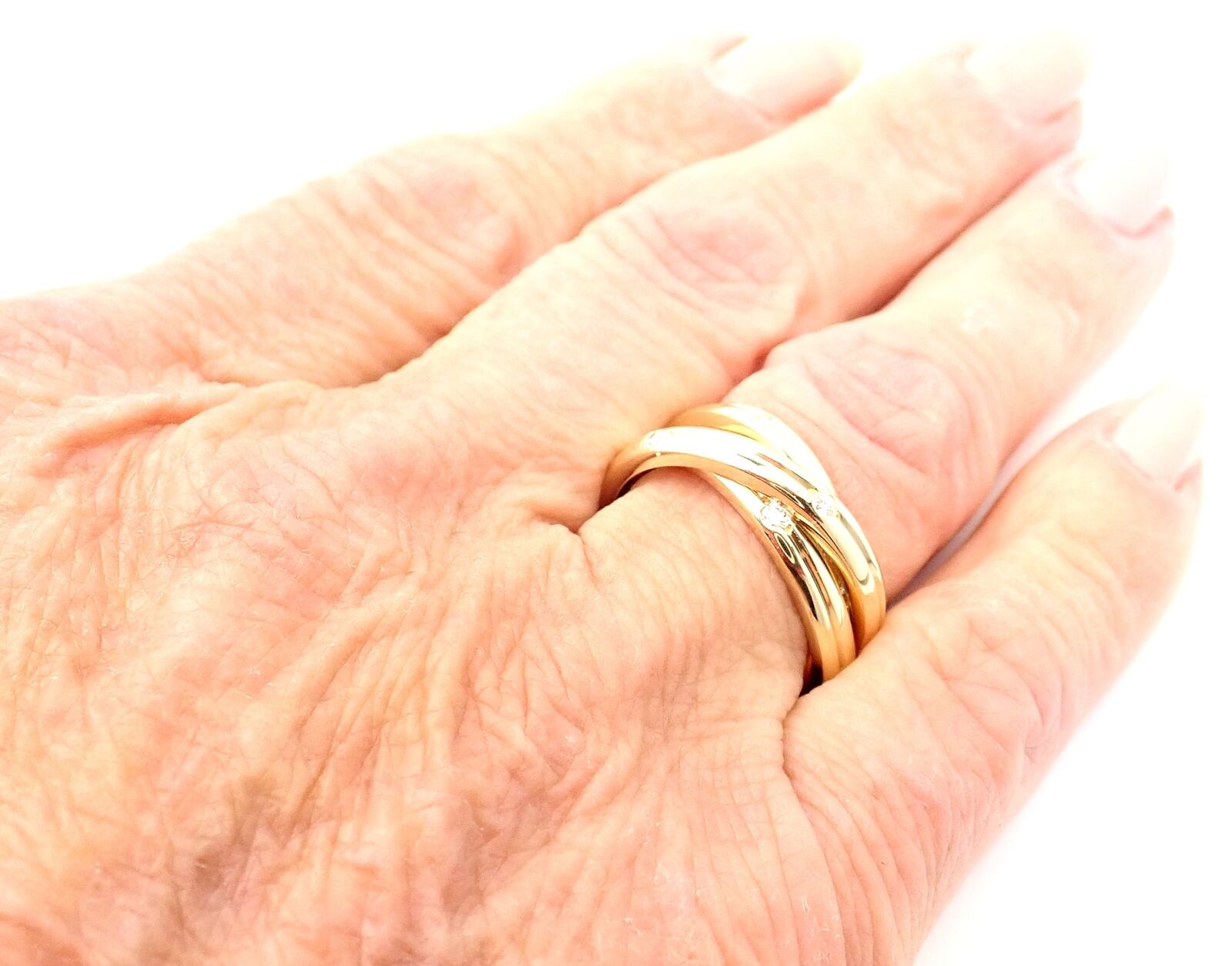 Authentic Cartier 18k Yellow Gold Diamond Trinity Ring Size 51 - Luxury Jewelry for Women, Perfect for Anniversaries, Engagements & Special Occasions
