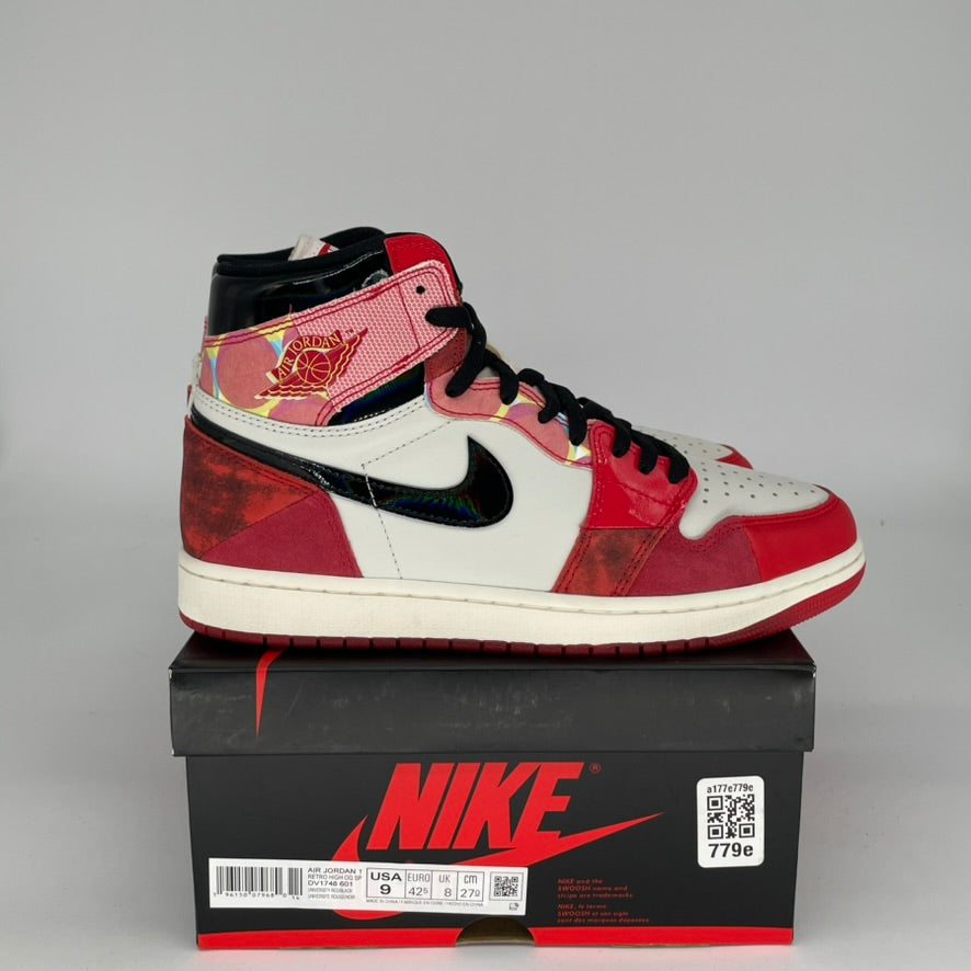 Air Jordan 1 Spider-Man Across the Spider-Verse Sneakers - Men's Size 9 & Women's Size 10.5W - Style DV1748-601 - Perfect for Collectors, Streetwear & Superhero Fans