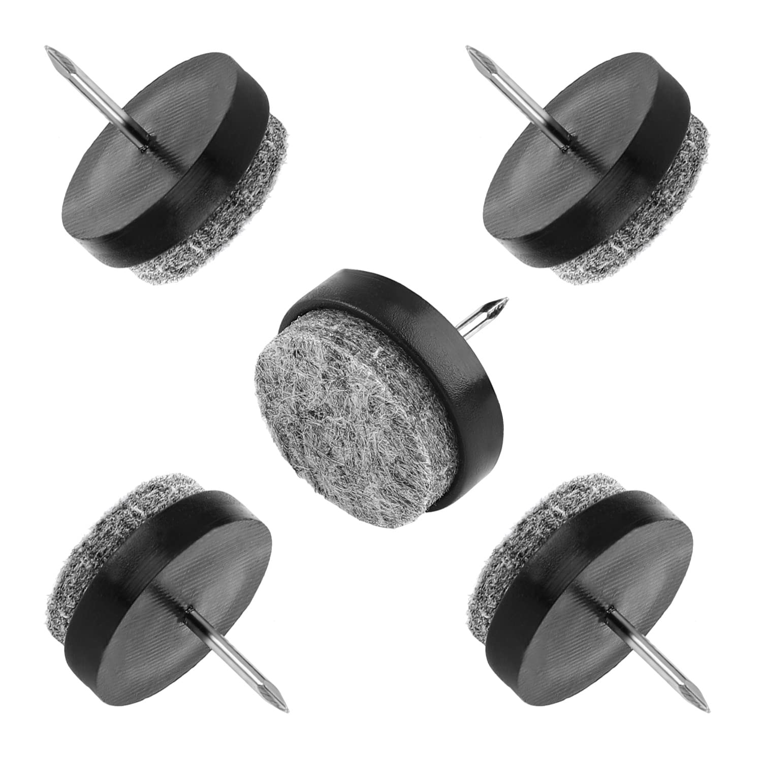 Round Felt Furniture Pads 16PCS - 24x9mm(Diameter x Height) Black Non-Slip Chair Leg Protectors for Hardwood Floors & Tables | Noise Reduction & Floor Protection