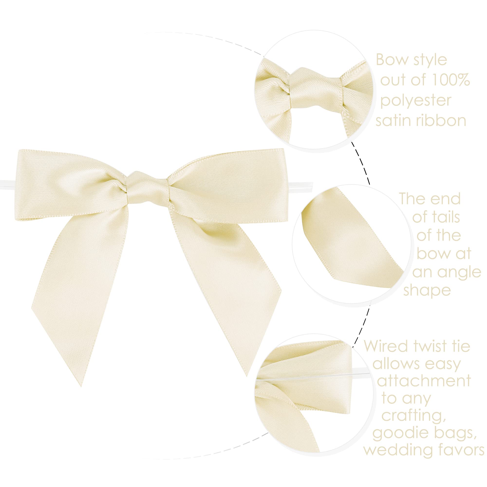 Premade Ivory Bows for Christmas Tree & Wedding Decor - 50 Pack