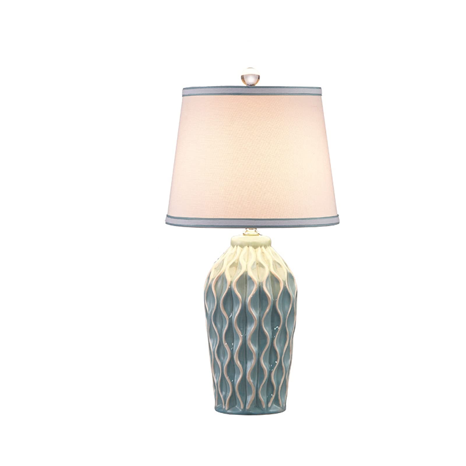 TOMYEUS Nordic Style Ceramic Bedside Lamp with Fabric Lampshade - 19.7