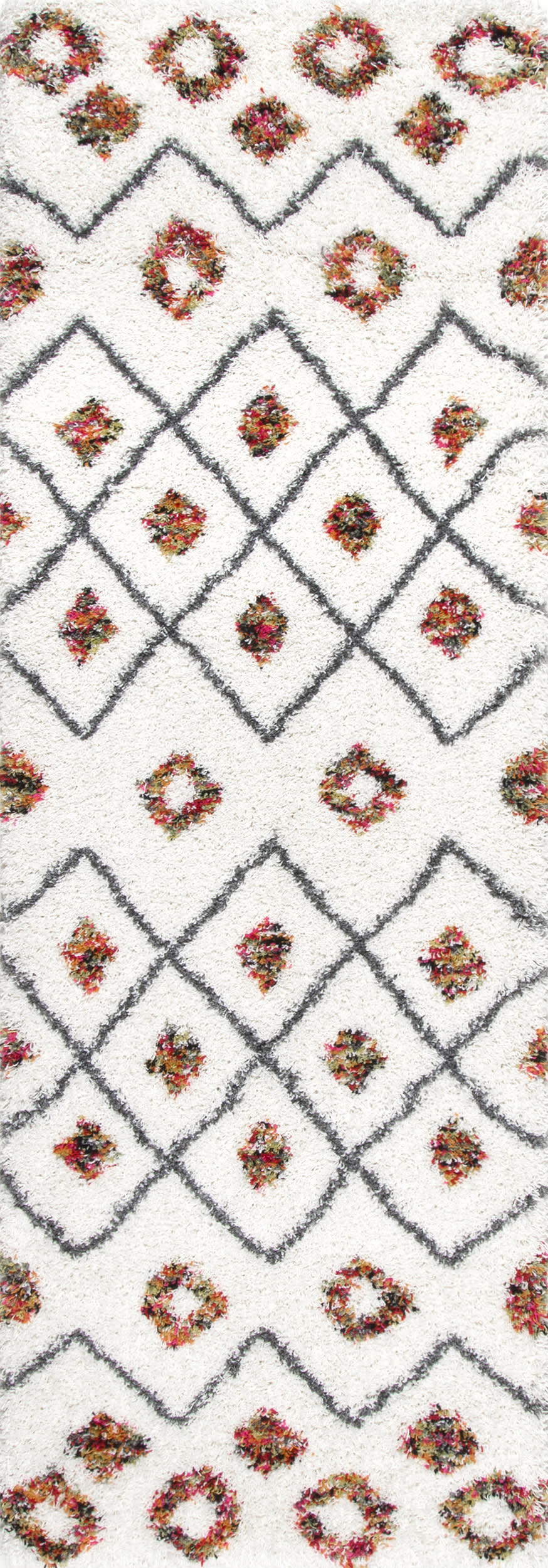 Expo Shag Diamond Rug | Soft White Plush Area Rug for Living Room & Bedroom | Cozy Home Decor