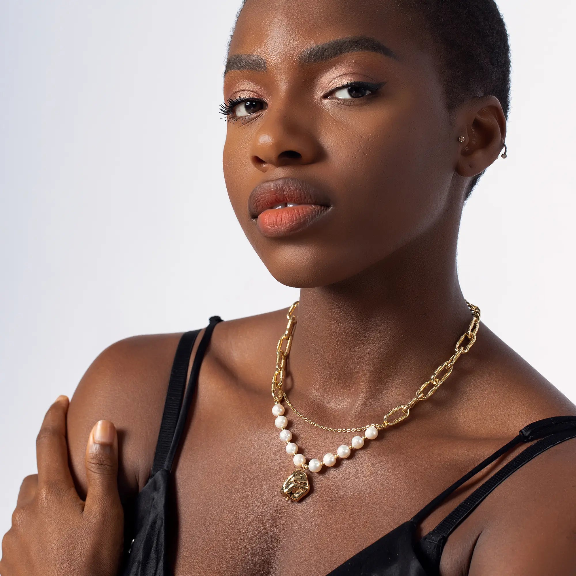 Elegant Gold Pearl Layered Necklace for Women | Dainty Layering Jewelry | Perfect for Weddings, Date Nights & Special Occasions