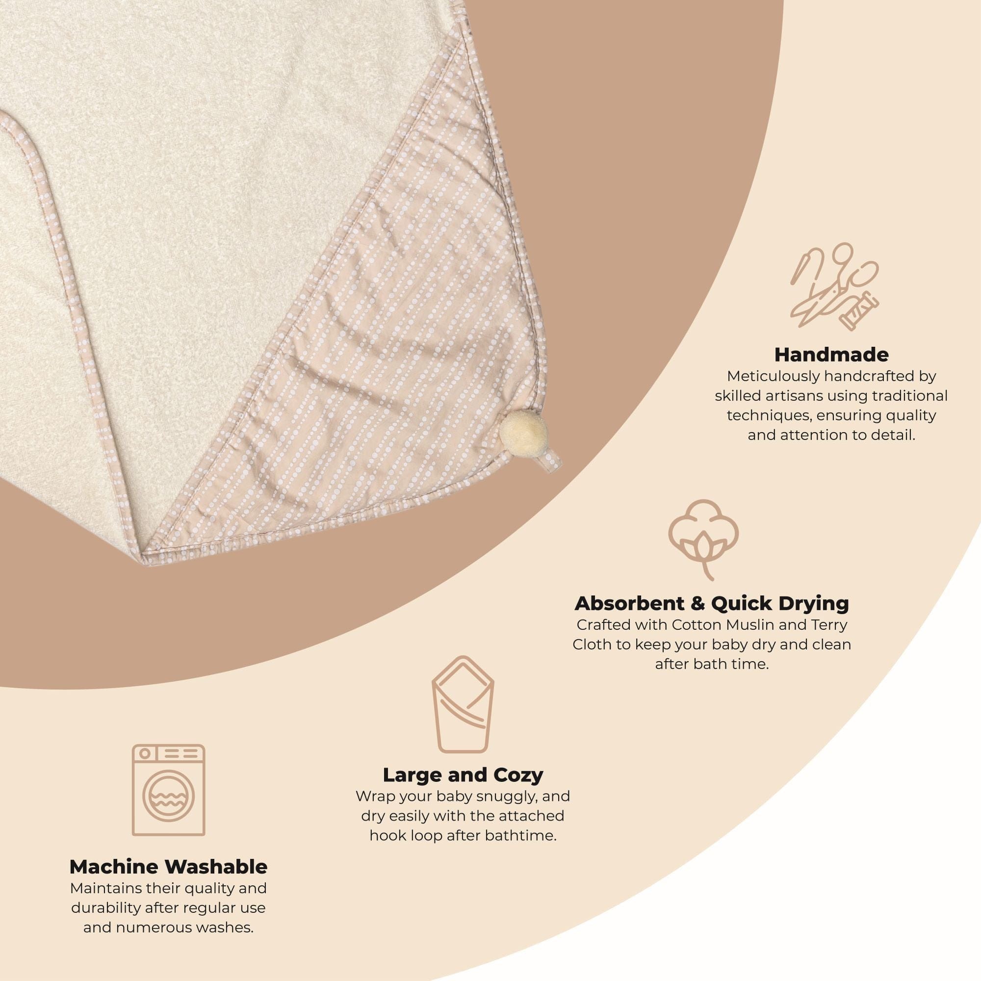 Crane Baby Cove Hooded Towel with Soft Absorbent Fabric - Perfect for Newborns, Infants & Toddlers - Cute Dot Design for Bath Time, Swimming & Beach Outings