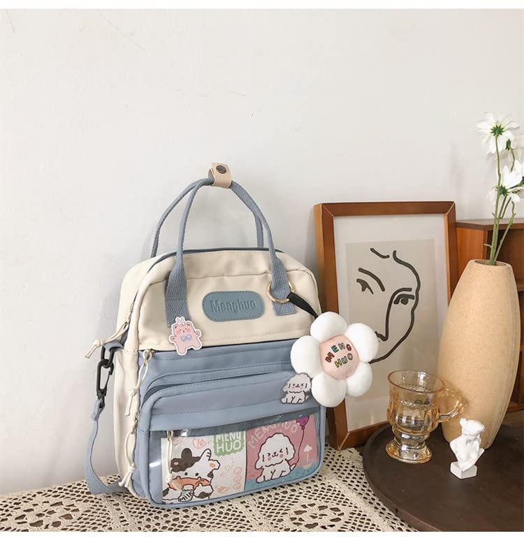 Cute Mini Crossbody Bag for Girls - Kawaii Small Shoulder Purse with Pins & Pendant, Y2K Aesthetic Fashion Accessory | Perfect for School, Travel & Everyday Use