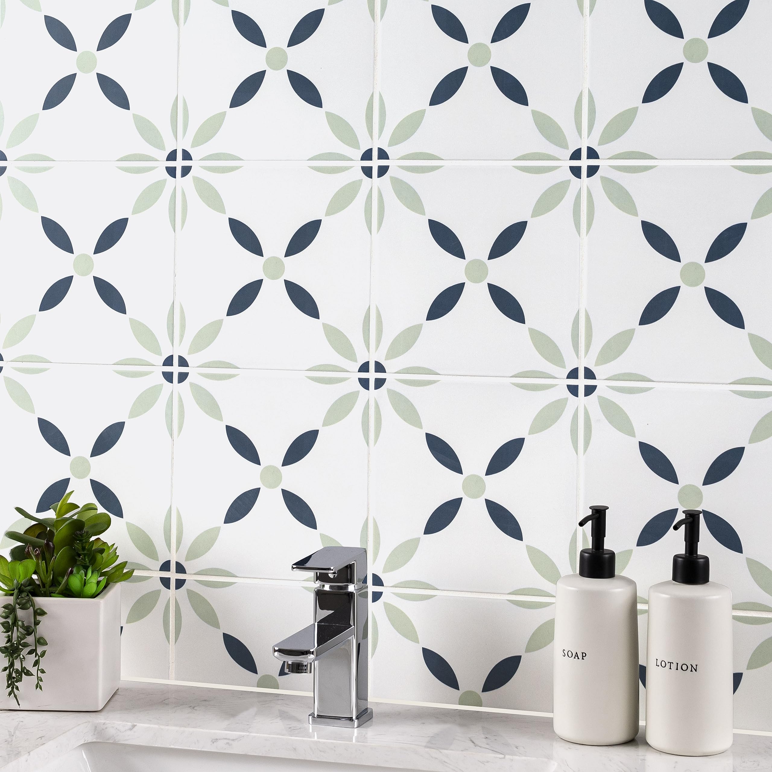 MSI Greta 8x8 Inch Encaustic Matte Porcelain Tile - Waterproof Floor & Wall Tile for Bathroom, Kitchen Backsplash, Shower, and Accent Wall - Perfect for Modern Home Decor, Commercial Spaces & DIY Projects