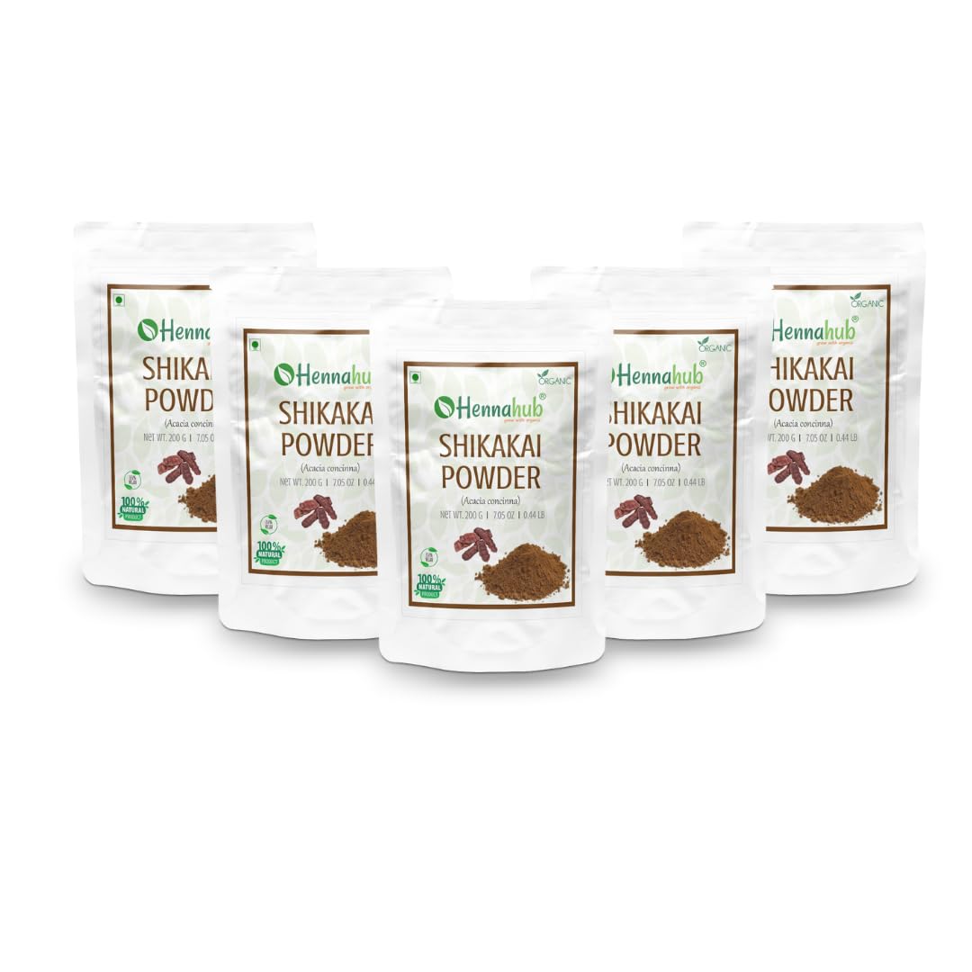 HENNAHUB Shikakai Powder 1 KG (200 gm x 5) - 100% Pure & Natural Hair Care for Shine & Growth | Ayurvedic Hair Wash, Scalp Treatment & Organic Hair Cleanser
