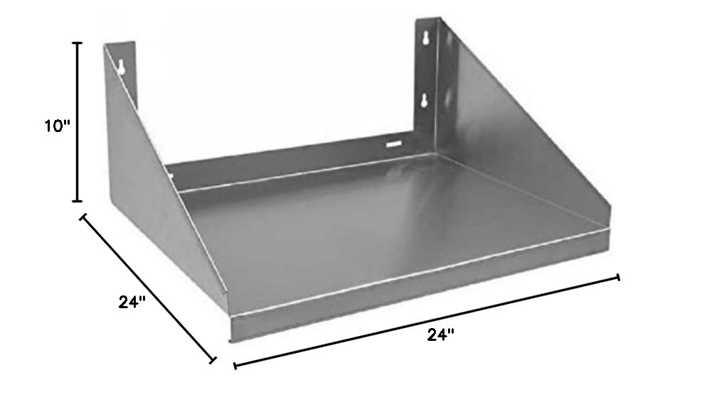 Royal Industries 24x24 Inch Stainless Steel Over Stove Microwave Shelf - Silver | Space-Saving Kitchen Storage Solution for Small Apartments & Modern Homes