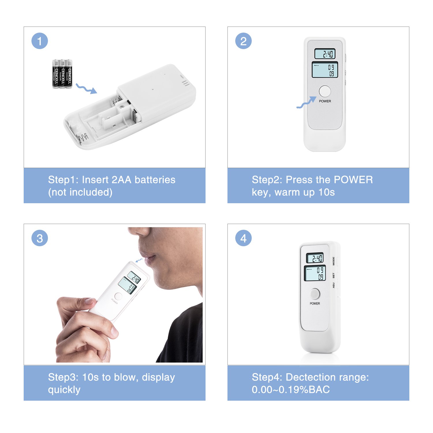 Professional Digital Breathalyzer - Portable Alcohol Tester with LCD Screen & High Accuracy - Perfect for Home, Office, and Personal Safety Use