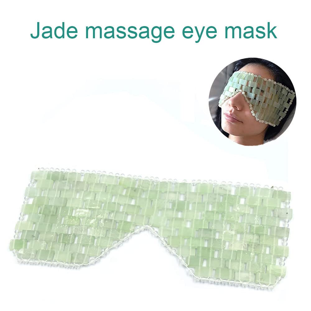 Natural Jade Eye Mask for Sleep & Relaxation - Cold Therapy Eye Mask to Relieve Fatigue, Reduce Puffiness & Dark Circles - Perfect for Spa, Travel & Home Use - Stone Eye Massager for Beauty & Wellness