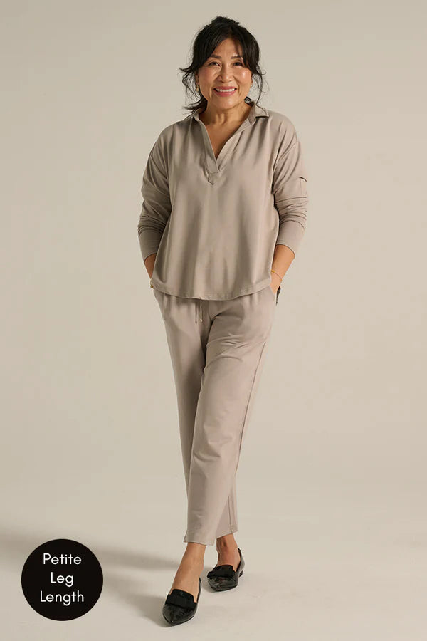 Stevie Top in Taupe - Stylish Women's Casual Blouse for Everyday Wear, Office & Outings