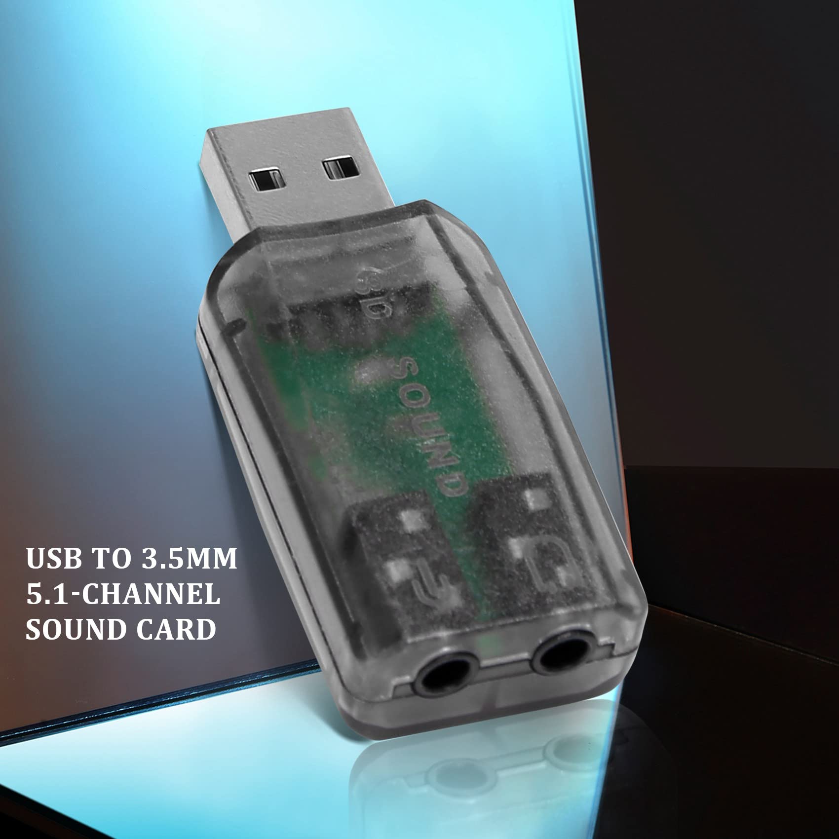 thereabouts USB to 3.5mm Microphone Headphone Stereo Headset Adapter with 3D Sound Card for PC - Perfect for Gaming, Streaming & Voice Chat