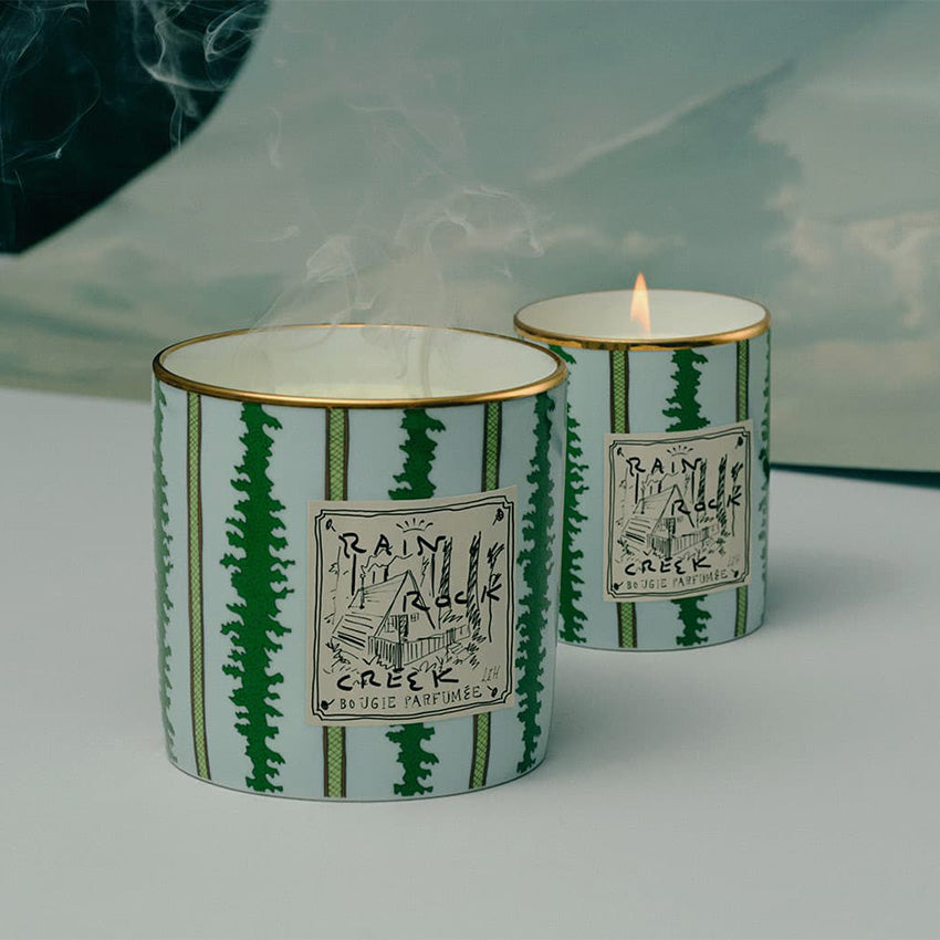 Ginori 1735 Profumi Luchino Scented Candle - Rain Rock Creek Fragrance, Luxury Home Decor, Italian Ceramic Candle for Relaxation & Aromatherapy - Perfect for Bedroom, Bathroom & Living Room