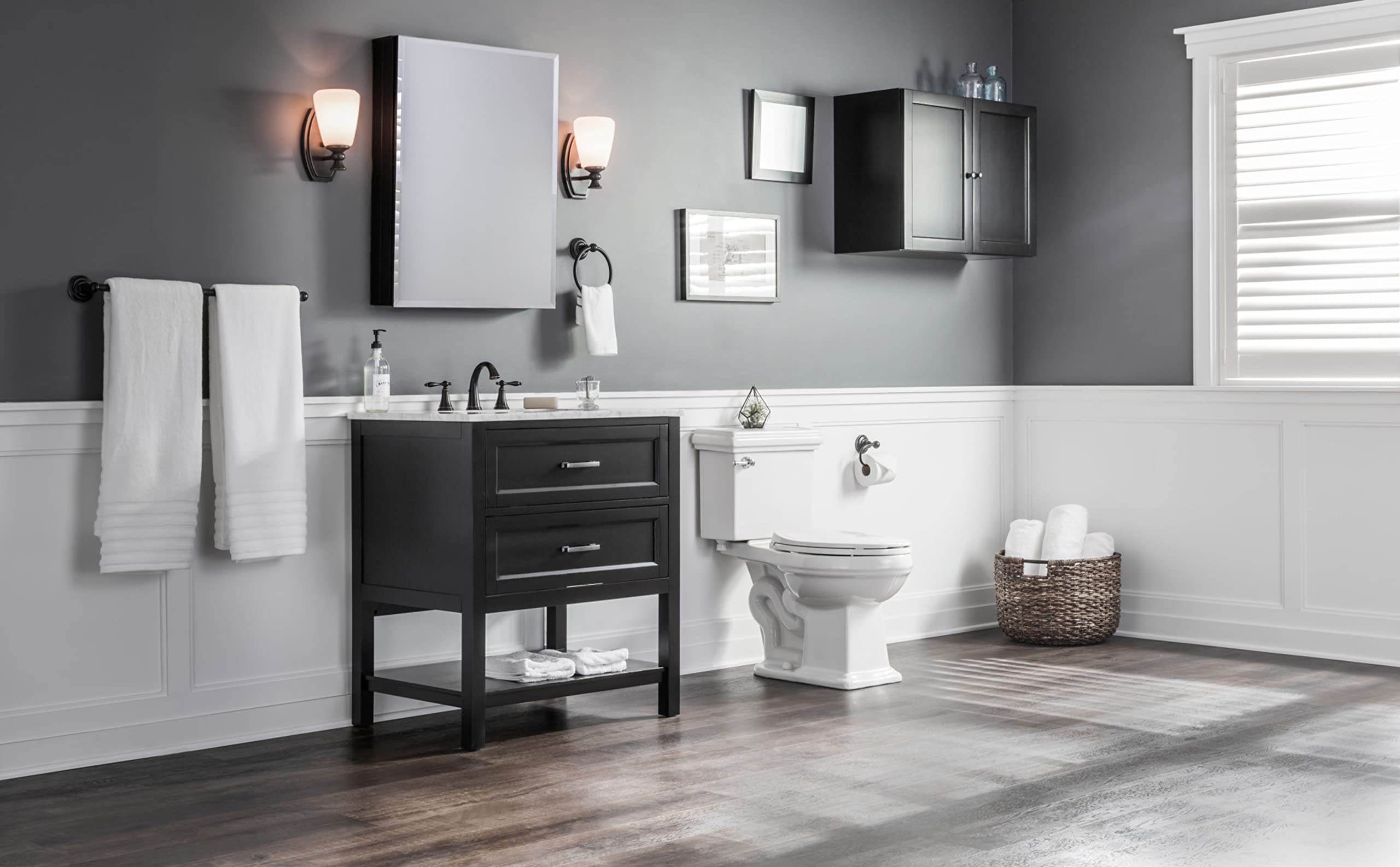 Miseno MNO240C Santi High-Efficiency Two-Piece Toilet with Elongated Chair Height Bowl - Soft Close Seat, Wax Ring Kit & Classic Tank Lid - Bright White - Perfect for Modern Bathrooms & Water-Saving Homes