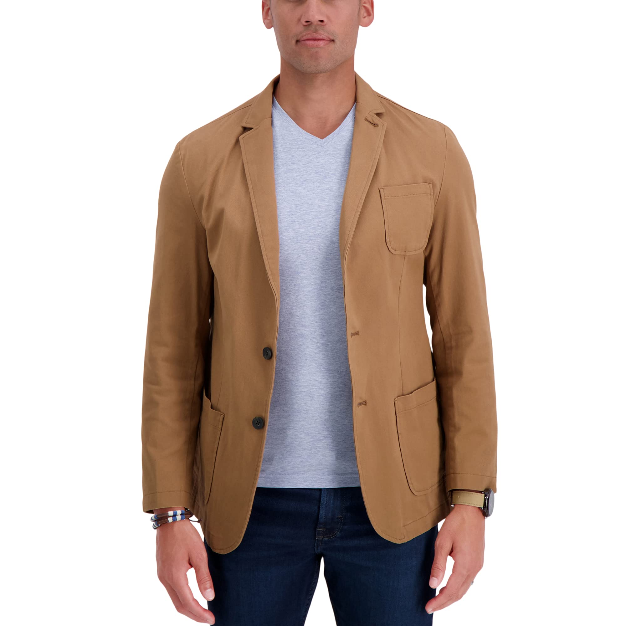 Haggar Men's Smart Wash Highland Blazer - Classic Fit Stretch Comfort Jacket for Business, Office & Formal Occasions