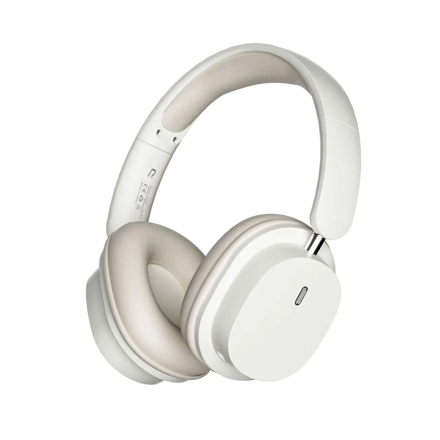Foldable Wireless Headphones with Soft Leather Ear Cushions - Portable Bluetooth Headset for Travel, Workout & Commuting (White)