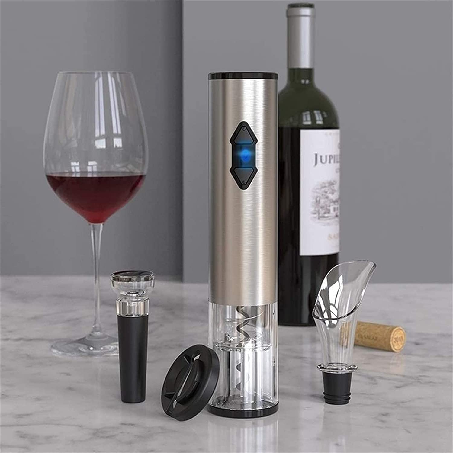 Electric Wine Bottle Openers Set - Battery Powered Automatic Corkscrew with Foil Cutter & Stopper - Stainless Steel Wine Opener Kit for Home, Parties & Restaurants - Perfect for Wine Lovers & Entertaining