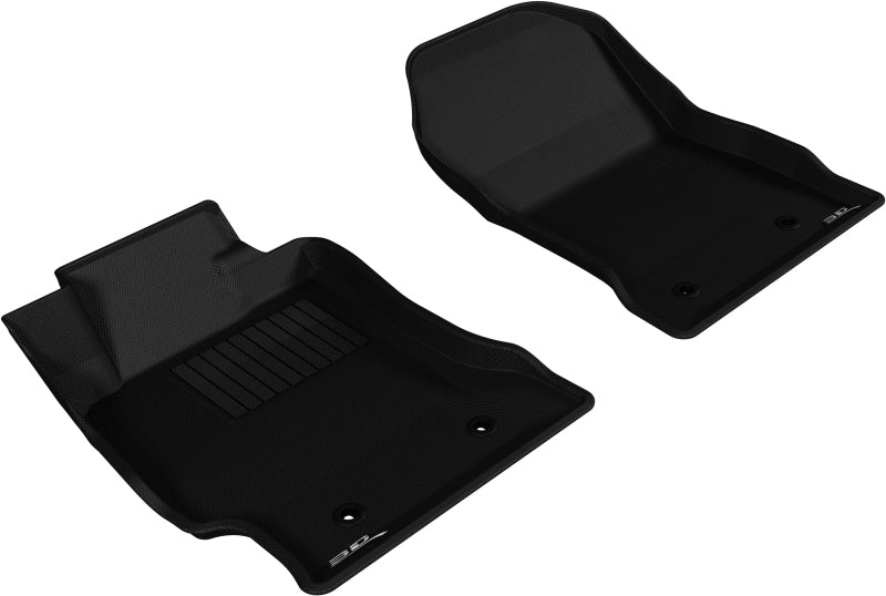 3D MAXpider Custom Fit All-Weather Floor Mats for 2013-2019 Toyota 86, Subaru BRZ & Scion FR-S - Kagu Series 1st Row Black Car Mats - Perfect for Daily Commute, Road Trips & Winter Protection
