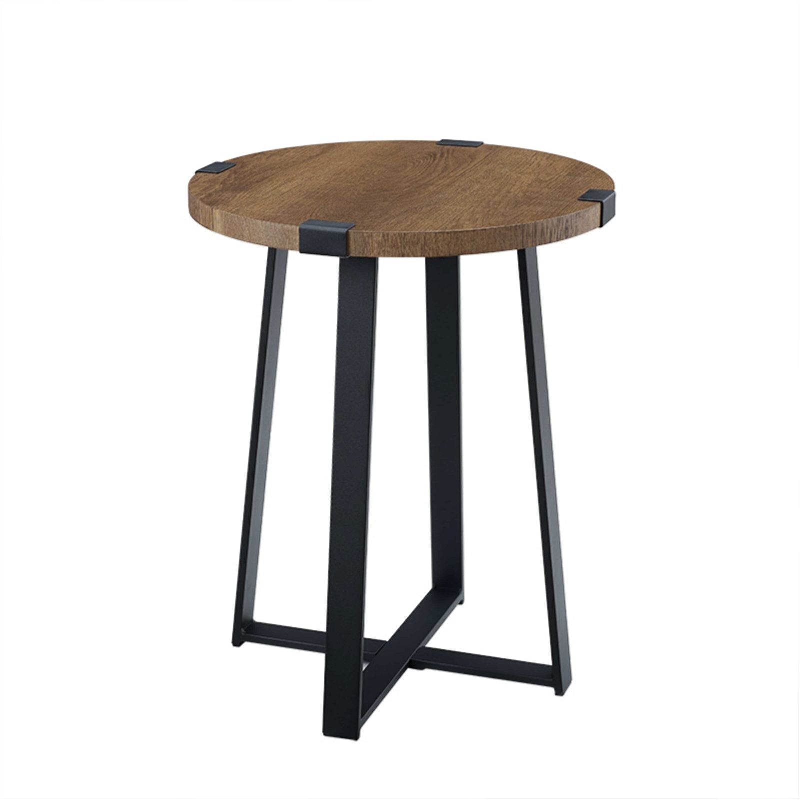 Criterion Dark Oak Capri Round End Table - Stylish Side Table for Living Room, Bedroom, or Office Decor