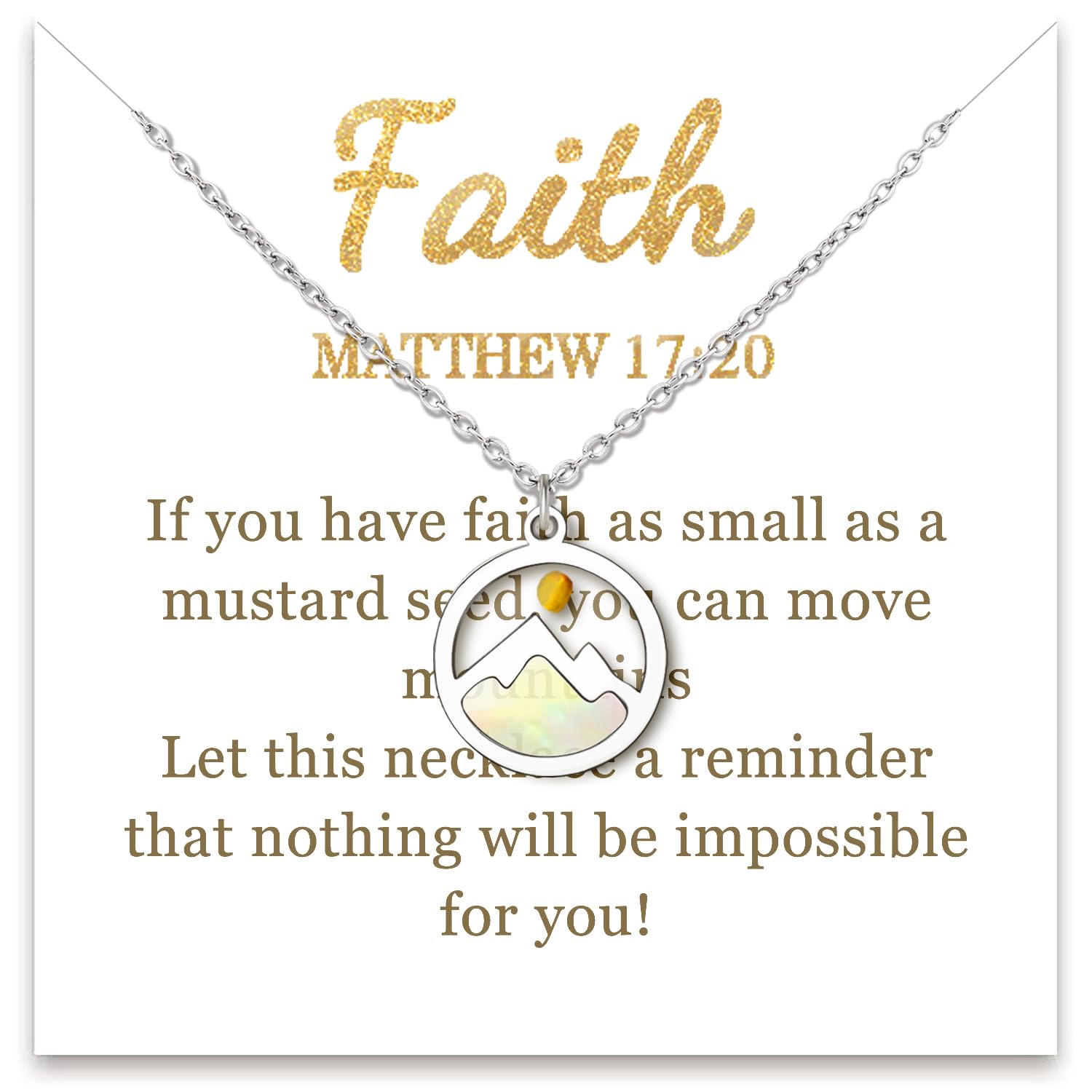 Mustard Seed Necklace - Christian Jewelry for Women, Inspirational Jesus Religious Faith Pendant Gift for Easter, Birthday, Mother's Day - Perfect for Mom, Grandma, Sister & Daughter | Bible Verse Jewelry, Spiritual Gift for Faithful Women