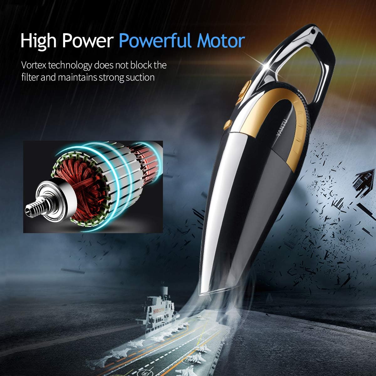 Ergocar 12V 120W Portable Car Vacuum Cleaner - Handheld Wet/Dry Auto Vacuum for Car, Home, Sofa & Pet Hair | Wired DC Power | Ideal for Car Detailing & Pet Hair Removal