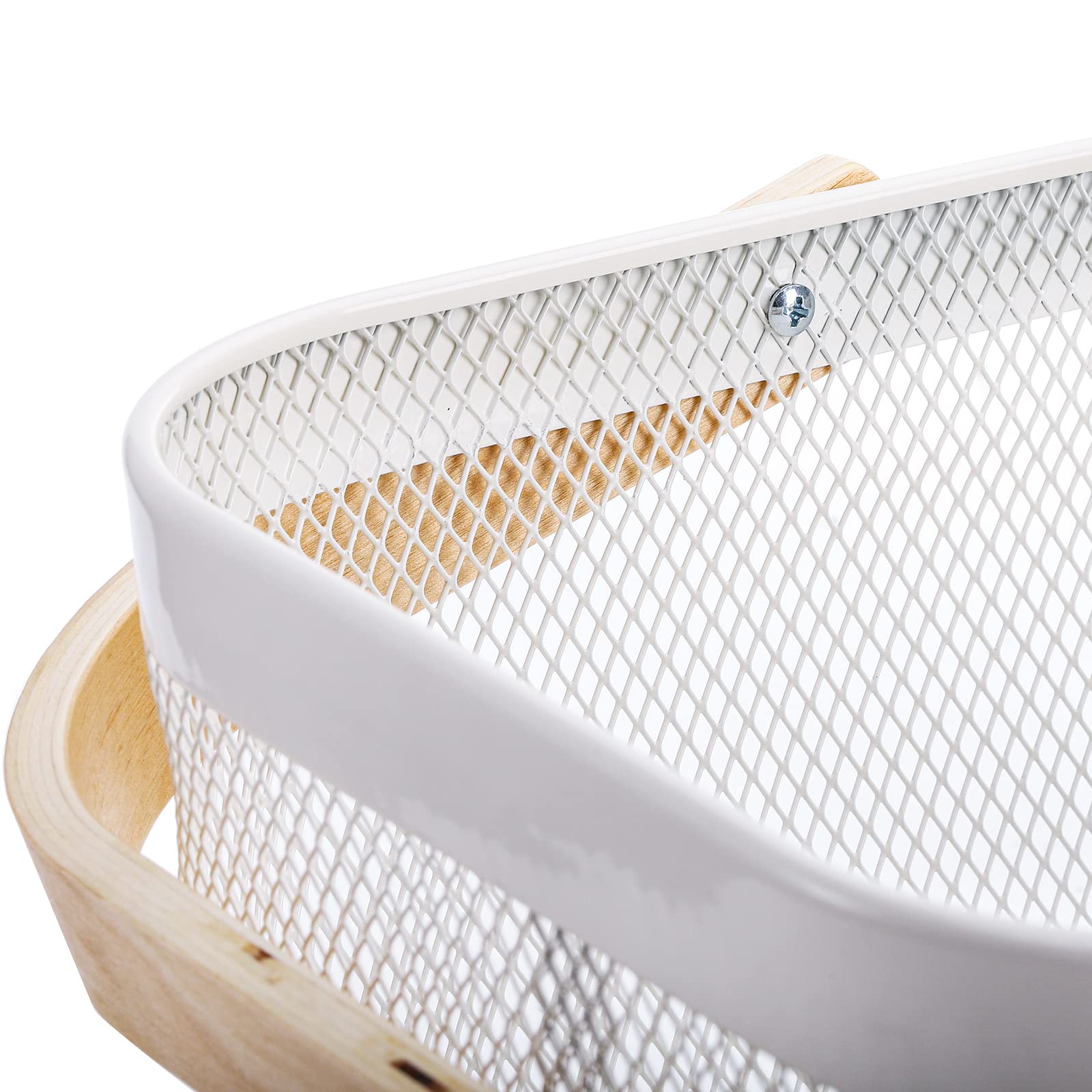 ZEAYEA White Mesh Storage Basket with Handle - Garden Harvest Basket, Vegetable & Fruit Picking Basket, Multi-Purpose Metal Wire Bin for Kitchen, Garden, Picnic & Cabinet Organization - Perfect for Harvesting Produce, Organizing Pantry & Outdoor Gatherings