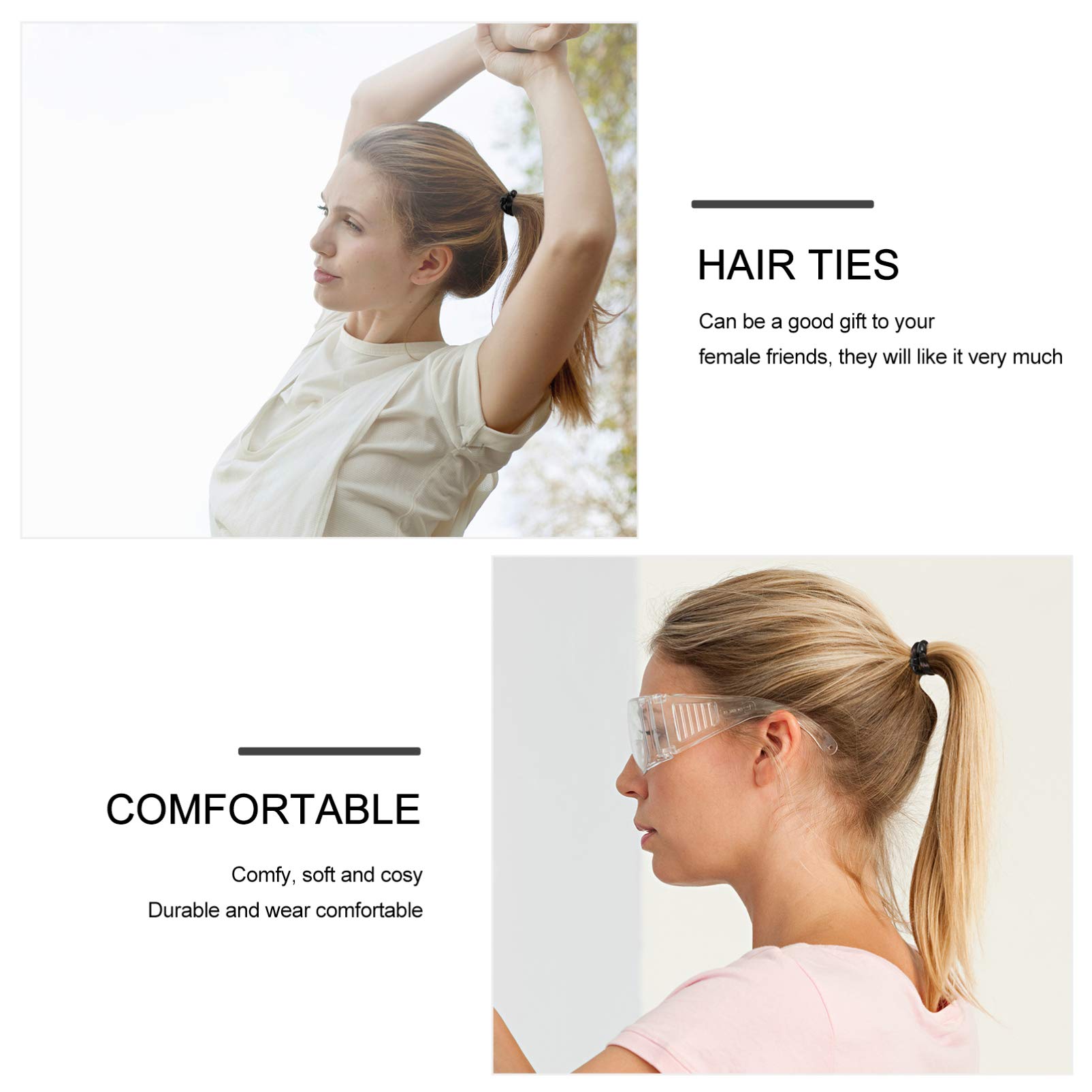 6-Piece Synthetic Wig Hair Ties - Elastic Ponytail Holders, Scrunchies & Hair Bands for Women & Girls (Natural Black) | Perfect for Daily Styling, Cosplay & Wig Maintenance