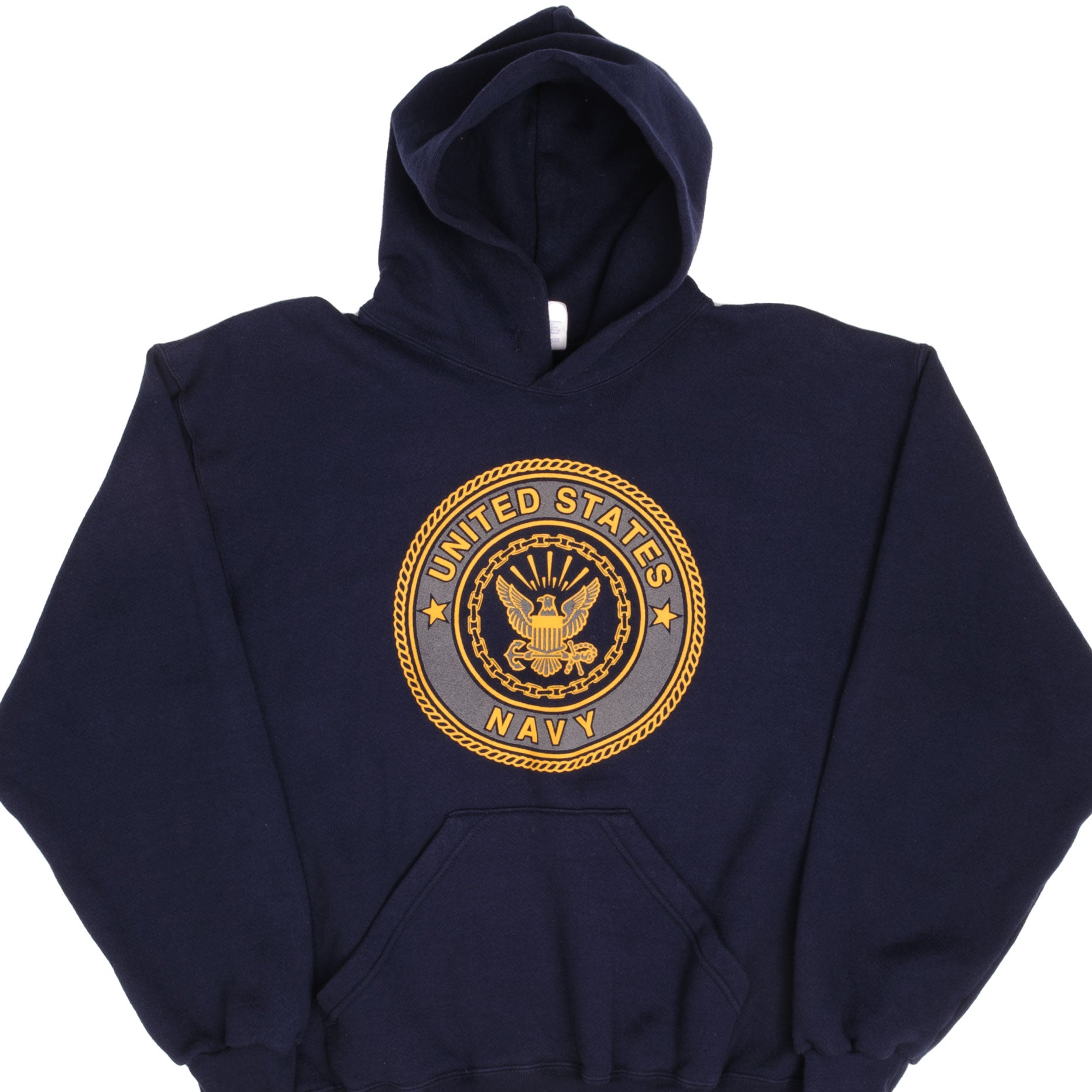 Vintage US Navy Reflective Hoodie Sweatshirt - Medium Size, Made in USA | Military-Inspired Streetwear for Men & Women | Perfect for Outdoor Activities, Casual Wear & Patriotic Fashion
