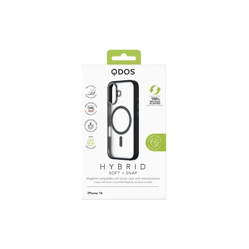 QDOS Hybrid Soft Case for iPhone 16 - Shockproof & Scratch-Resistant Black Phone Cover - Perfect for Everyday Protection, Outdoor Activities & Travel